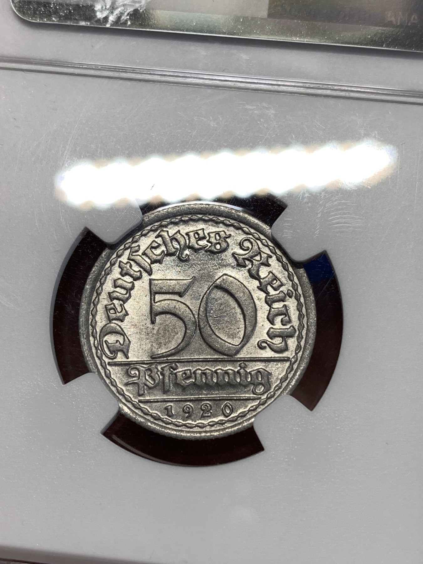 《竞宝斋》第263场-周日，周一 2场连拍 (全场包邮) NGC MS65 德国 1920F 魏玛 50芬尼