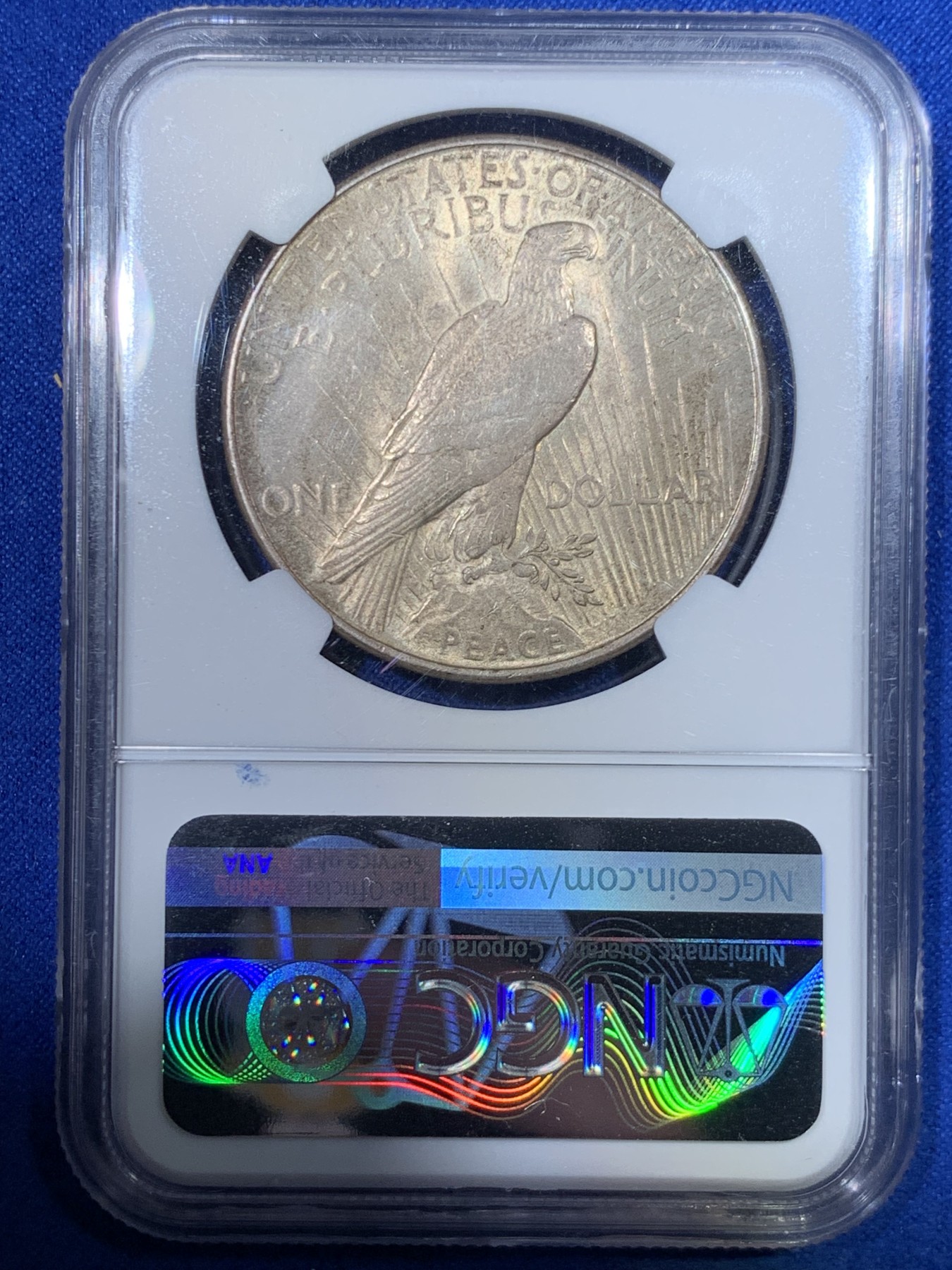 《竞宝斋》第263场-周日，周一 2场连拍 (全场包邮) NGC MS63 美国 1922年 1美元 和平银币 大银币 包浆醇厚有转光