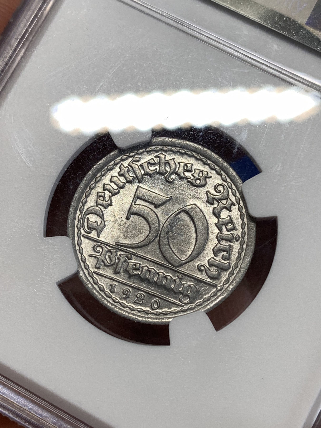 《竞宝斋》第263场-周日，周一 2场连拍 (全场包邮) NGC MS65 德国 1920F 魏玛 50芬尼