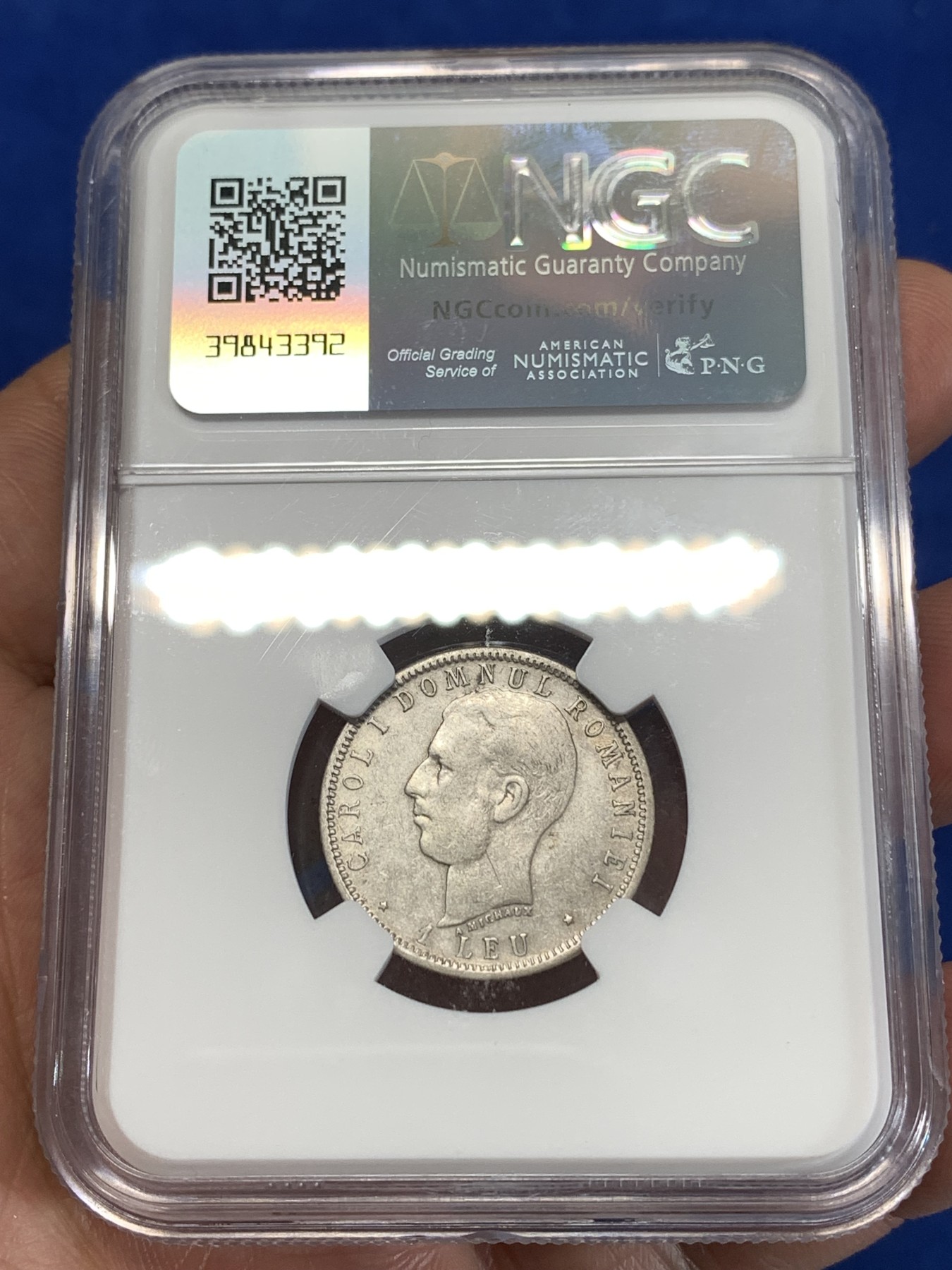 《竞宝斋》第263场-周日，周一 2场连拍 (全场包邮) NGC XFD 1906年罗马尼亚统治40周年1LEU纪念银币 近年来越来越难买到的品种 国外价格远高于国内