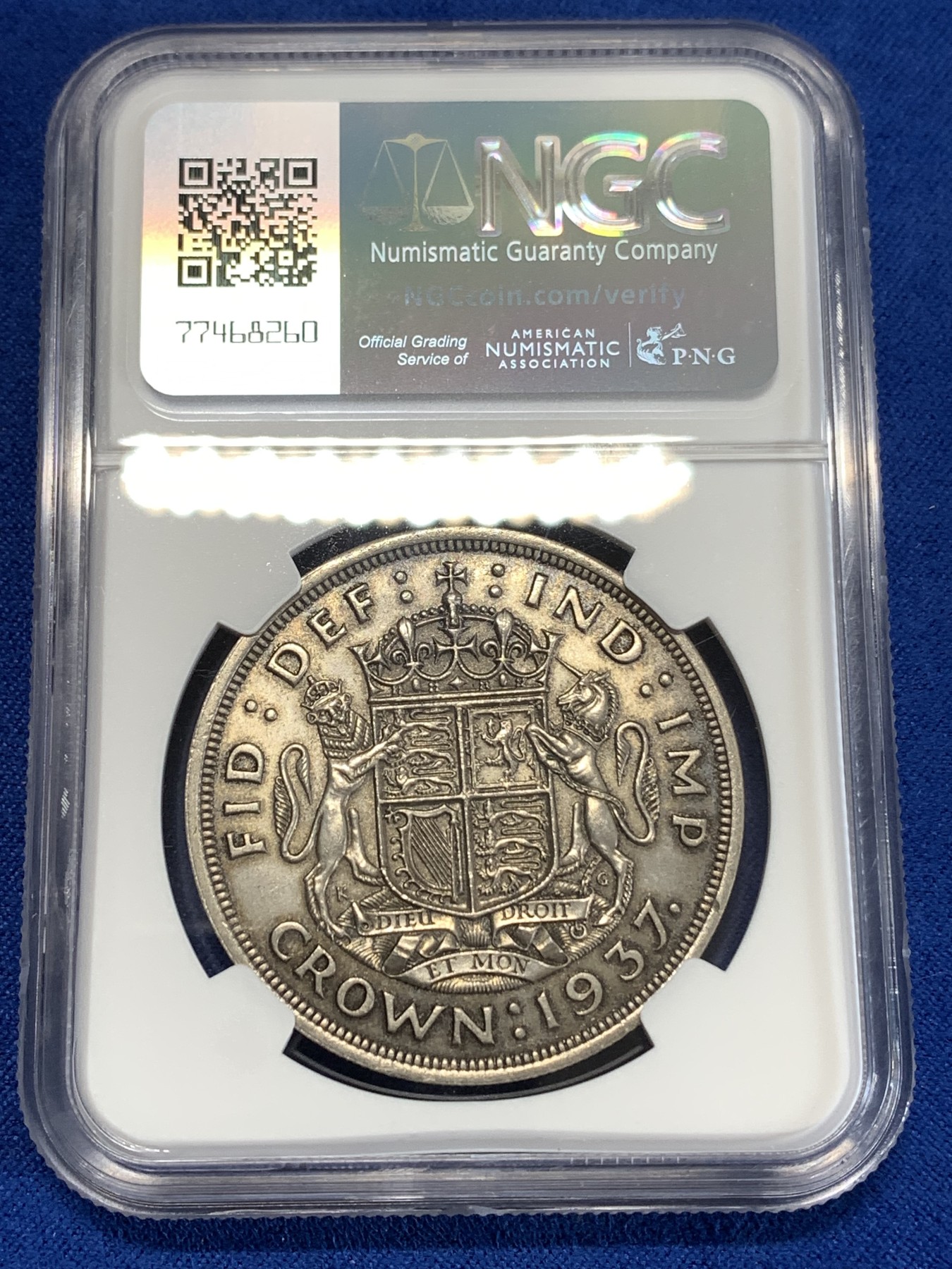 《竞宝斋》第263场-周日，周一 2场连拍 (全场包邮) NGC MS62 英国 1937年 乔治六世登基纪念克朗大银币 英系经典品种，光度很好，比木马剑少一个量级。