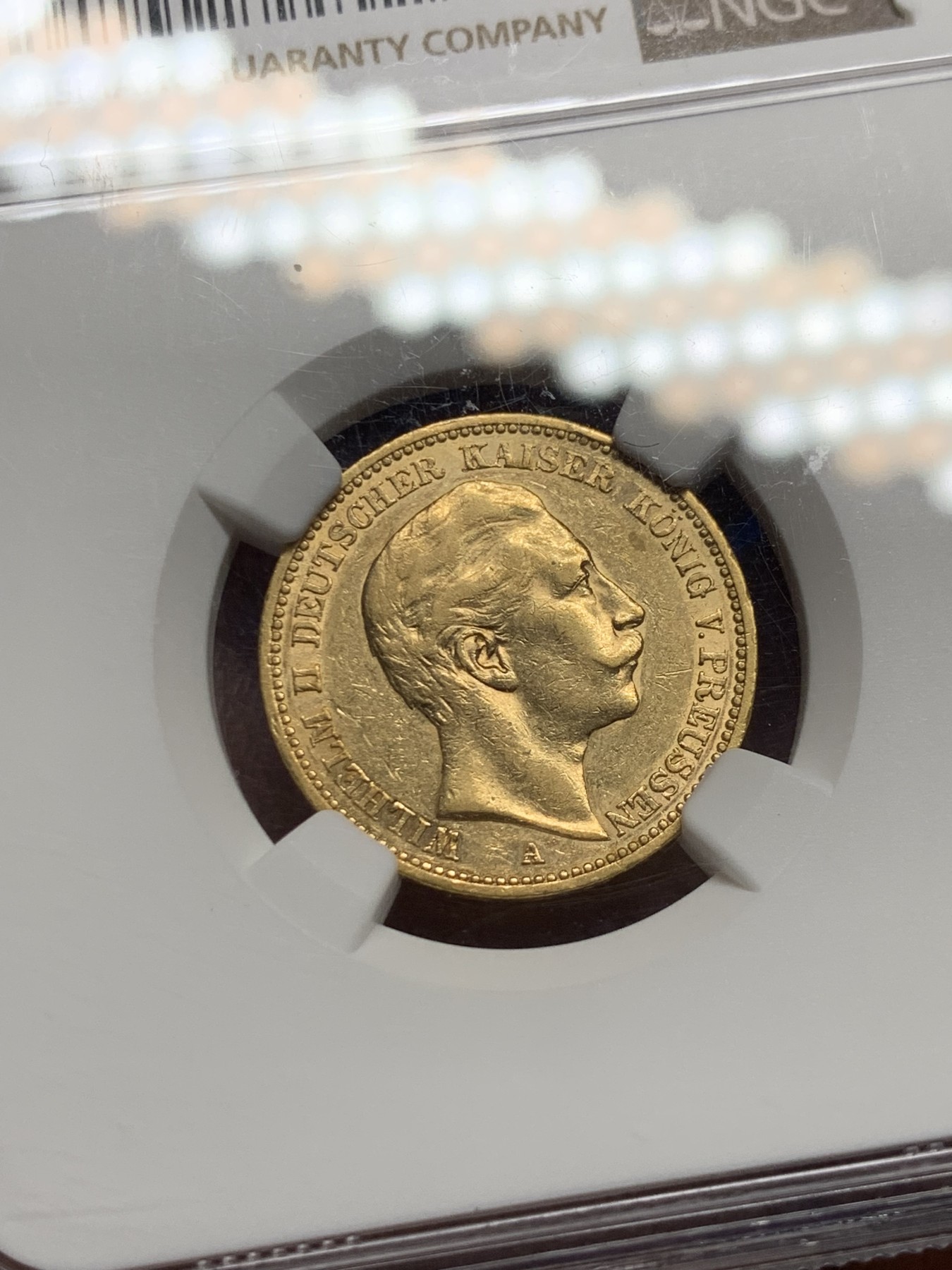 《竞宝斋》第263场-周日，周一 2场连拍 (全场包邮) NGC AU55 德国普鲁士1888三皇之年威廉二世短翅 20马克金币 三皇之年 威二金币极少见