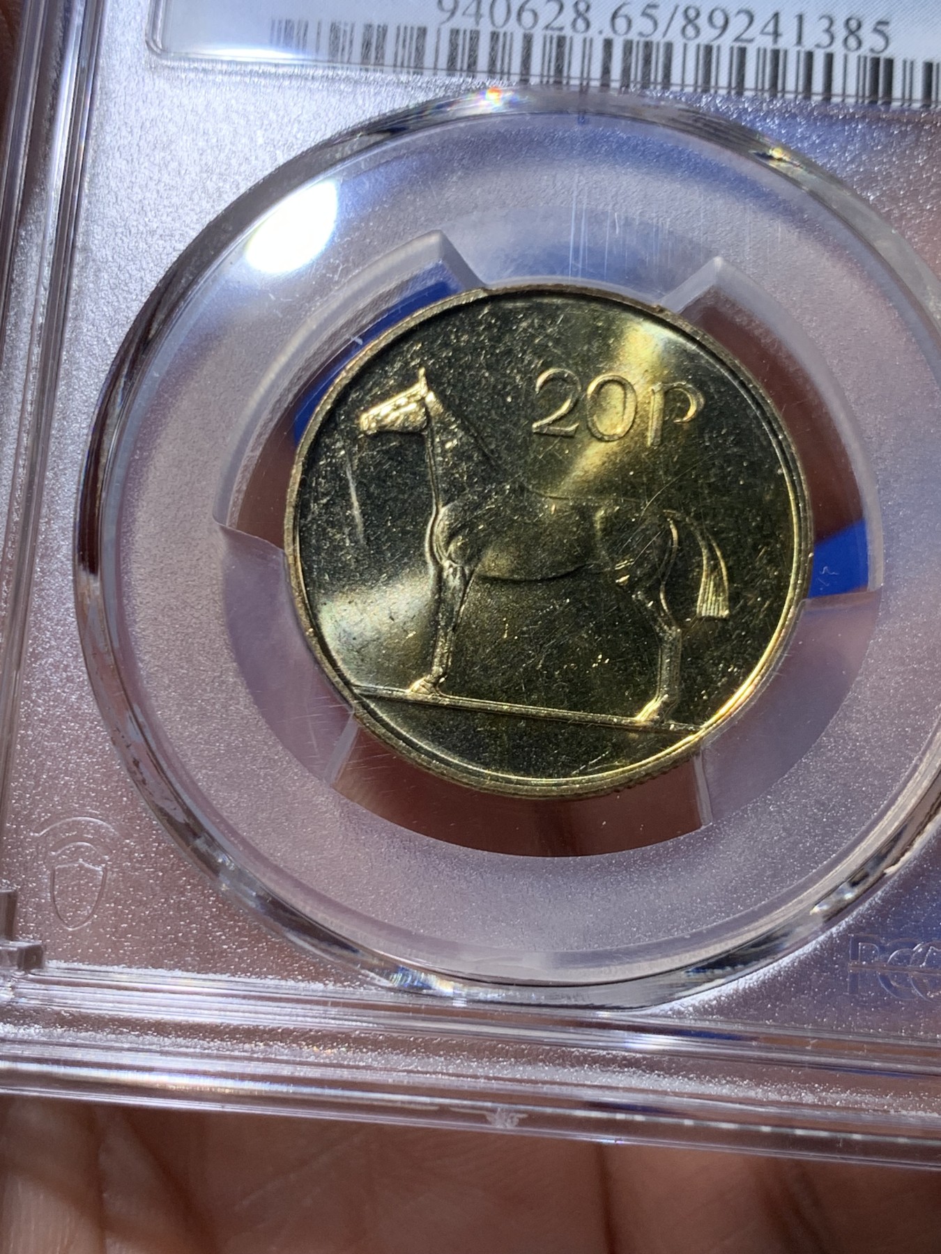 《竞宝斋》第263场-周日，周一 2场连拍 (全场包邮) PCGS金盾 MS65 爱尔兰种马1999年20便士铜币