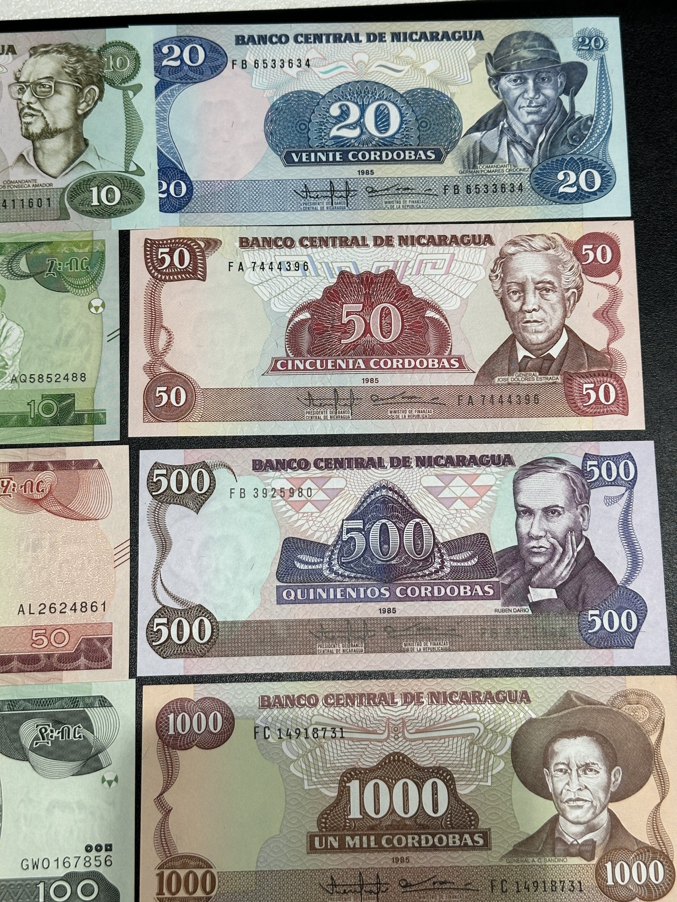 《外钞收藏家》第三百六十五期（连拍第二场） 埃塞俄比亚 7张+尼加拉瓜5张一起 全新UNC