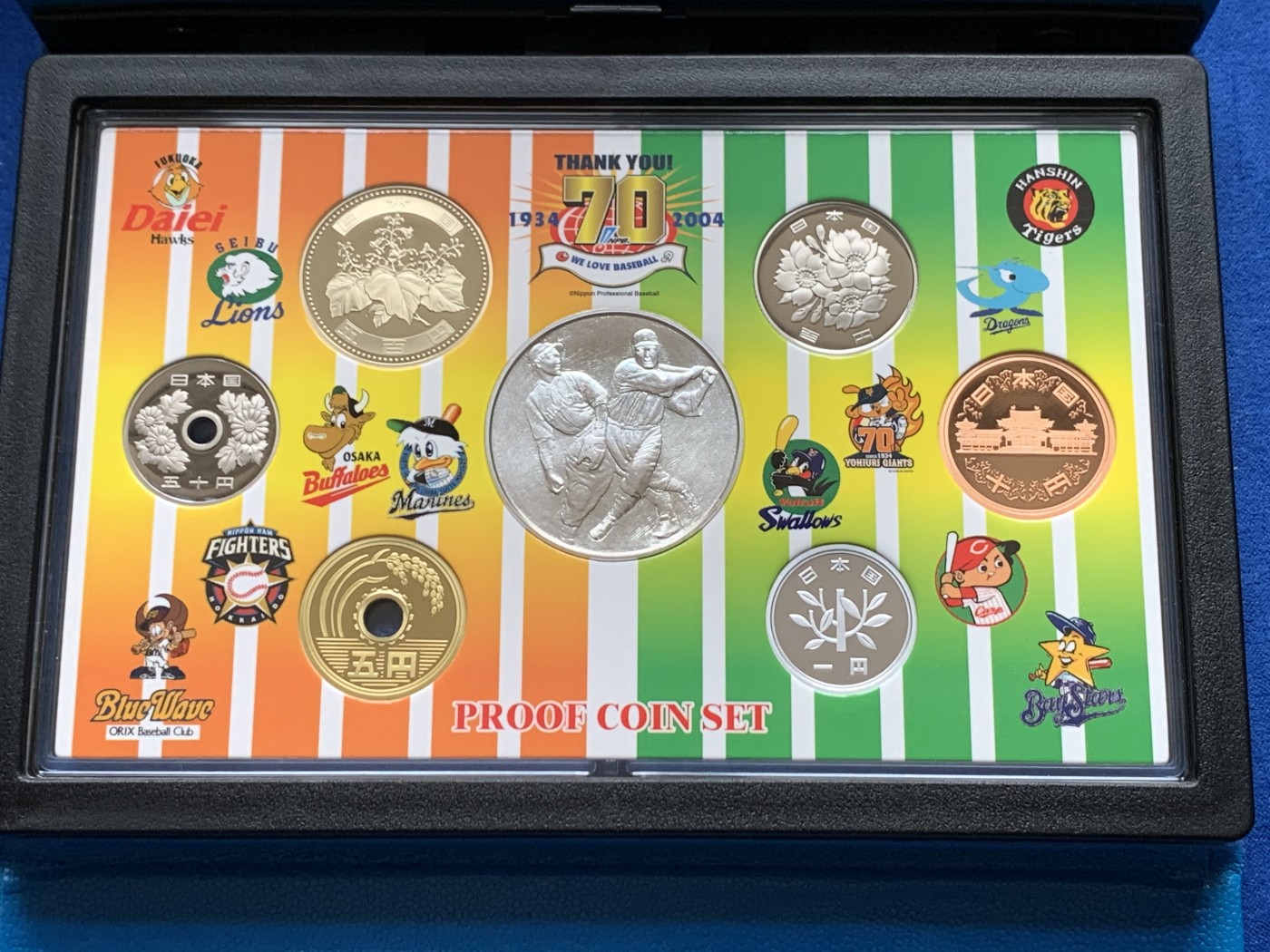 《竞宝斋》第263场-周日，周一 2场连拍 (全场包邮) 2004年日本职业棒球诞生70周年纪念套币