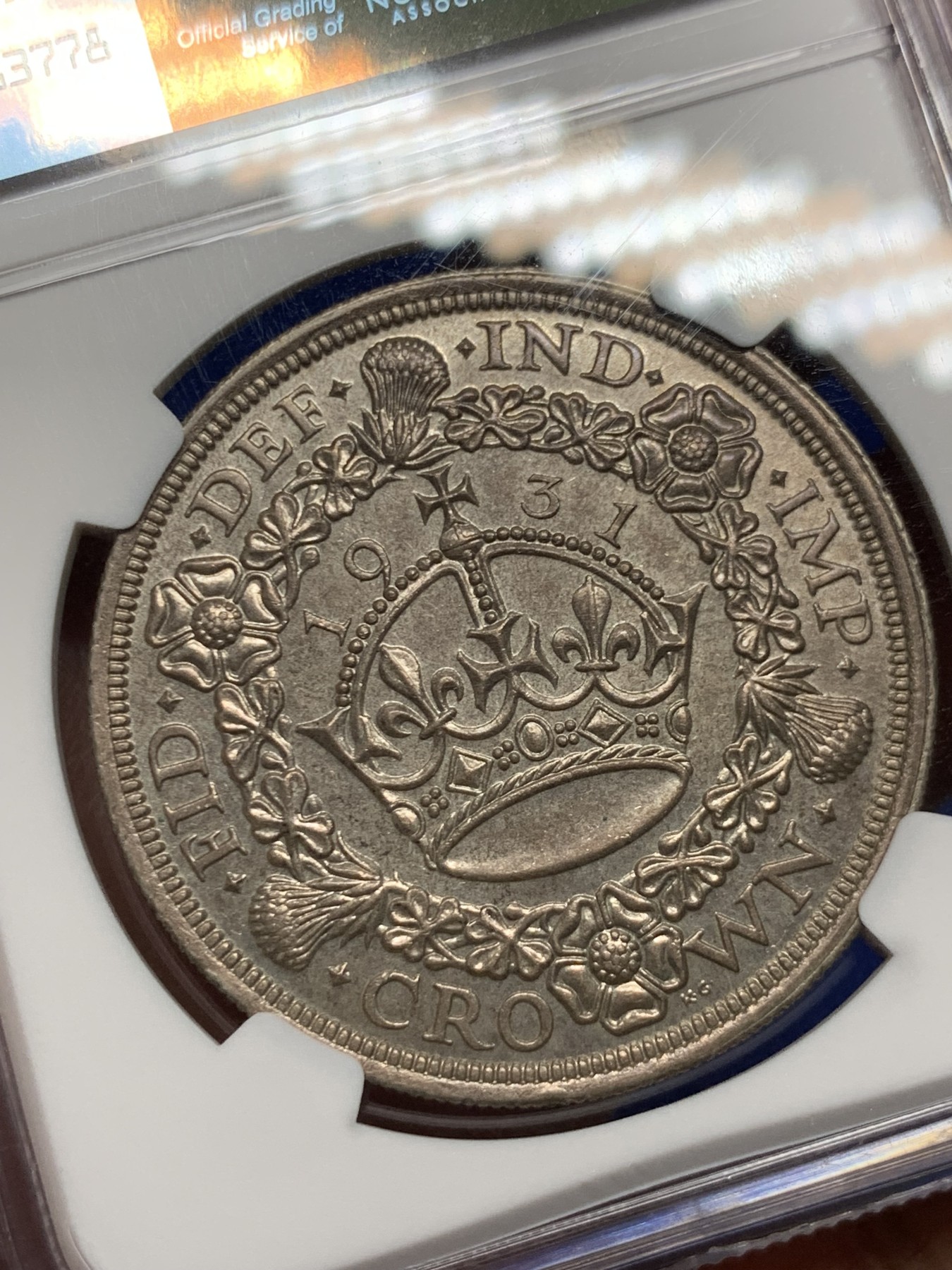 《竞宝斋》第263场-周日，周一 2场连拍 (全场包邮) NGC MS62 英国 1931年 乔治五世花冠 克朗 银币