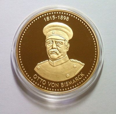 德国铁血宰相俾斯麦 高浮雕精制大镀金章 40MM  - 德国铁血宰相俾斯麦 高浮雕精制大镀金章 40MM 