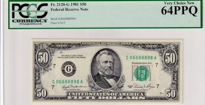 Gem Unc 美国纸币 1981年 50美元纸币 Pcgs 64 - Gem Unc 美国纸币 1981年 50美元纸币 Pcgs 64