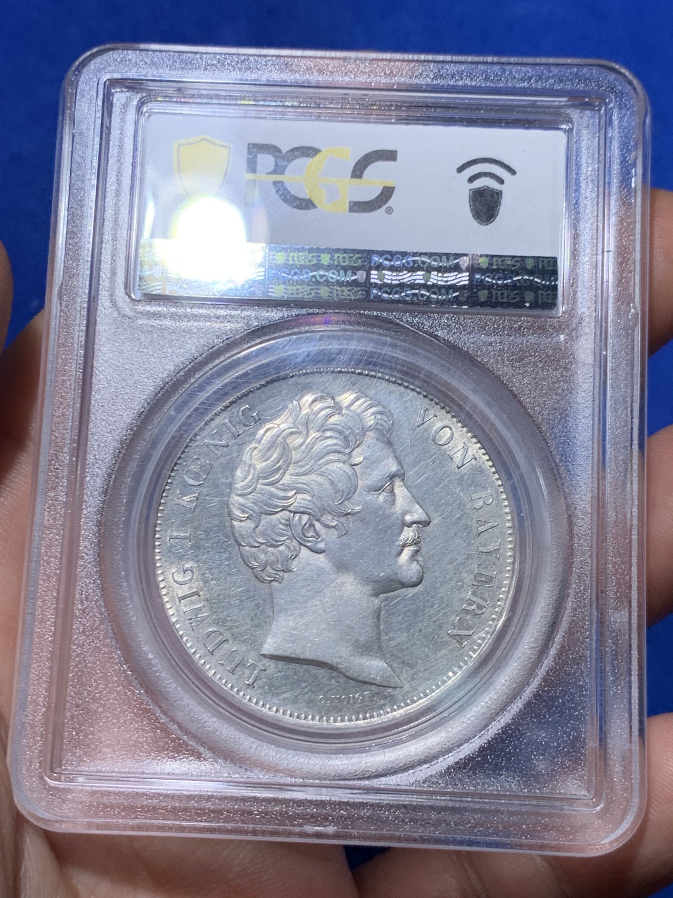 《竞宝斋》第263场-周日，周一 2场连拍 (全场包邮) PCGS UNCD 德国 巴伐利亚王国1842年历史泰勒，大婚纪念2泰勒银币，加厚盒。