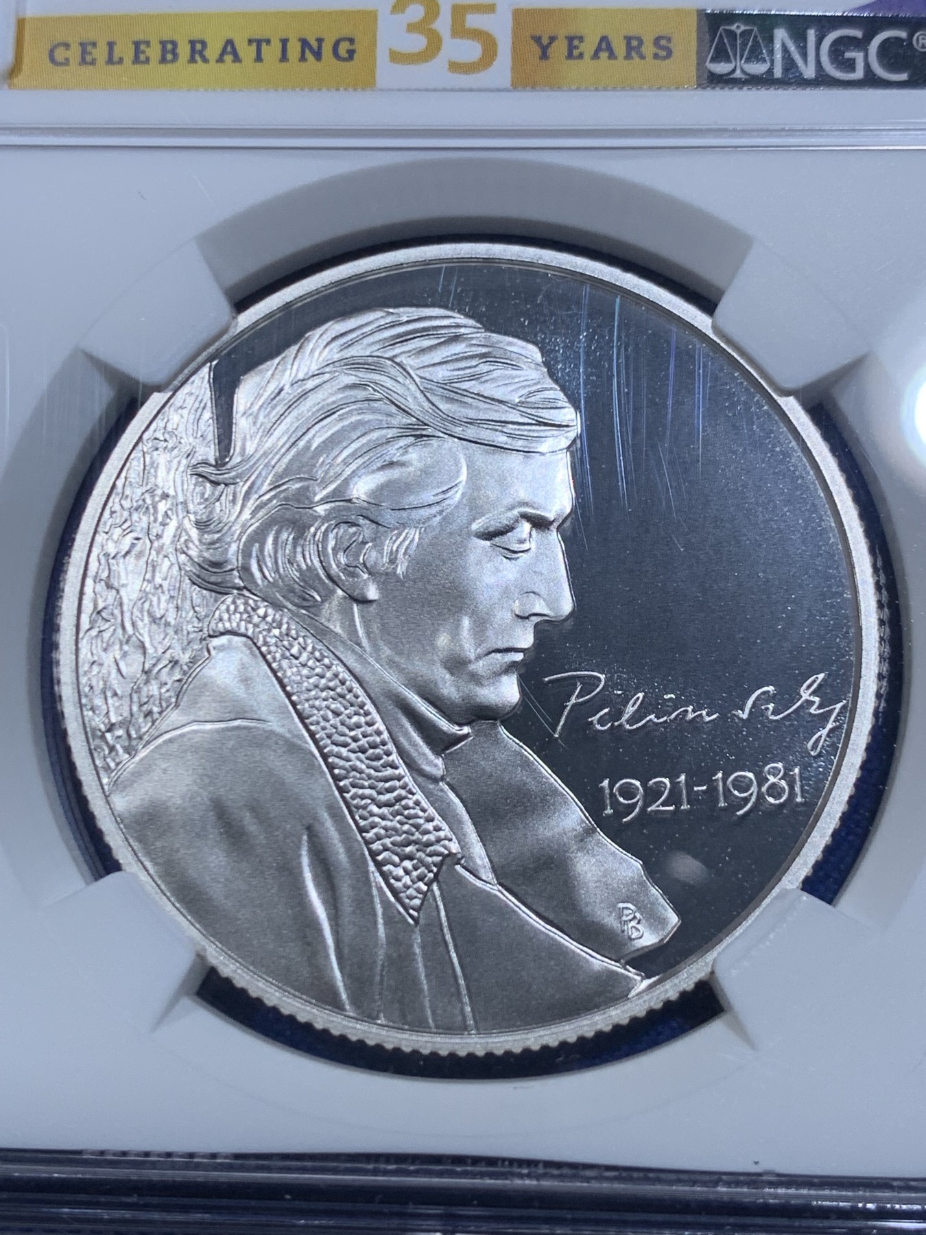《竞宝斋》第263场-周日，周一 2场连拍 (全场包邮) NGC PF69UC 匈牙利2021年发行亚诺什.皮林斯基诞辰百年10000福林银币（16届硬币之星获奖币-最佳艺术解决方案第一名，限量发行4000枚） NGC35周年标