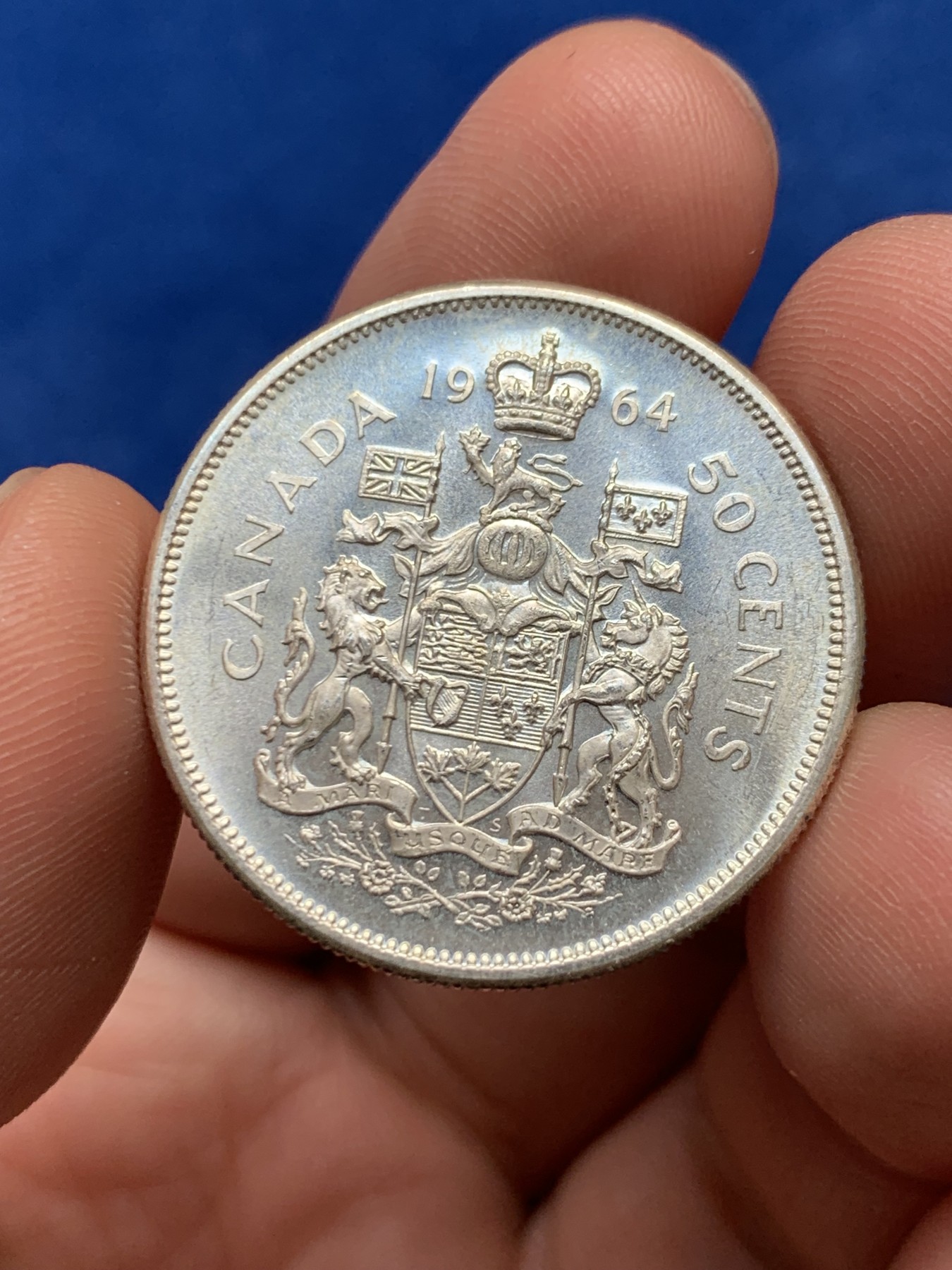 《竞宝斋》第263场-周日，周一 2场连拍 (全场包邮) 加拿大 1964年 半圆 银币