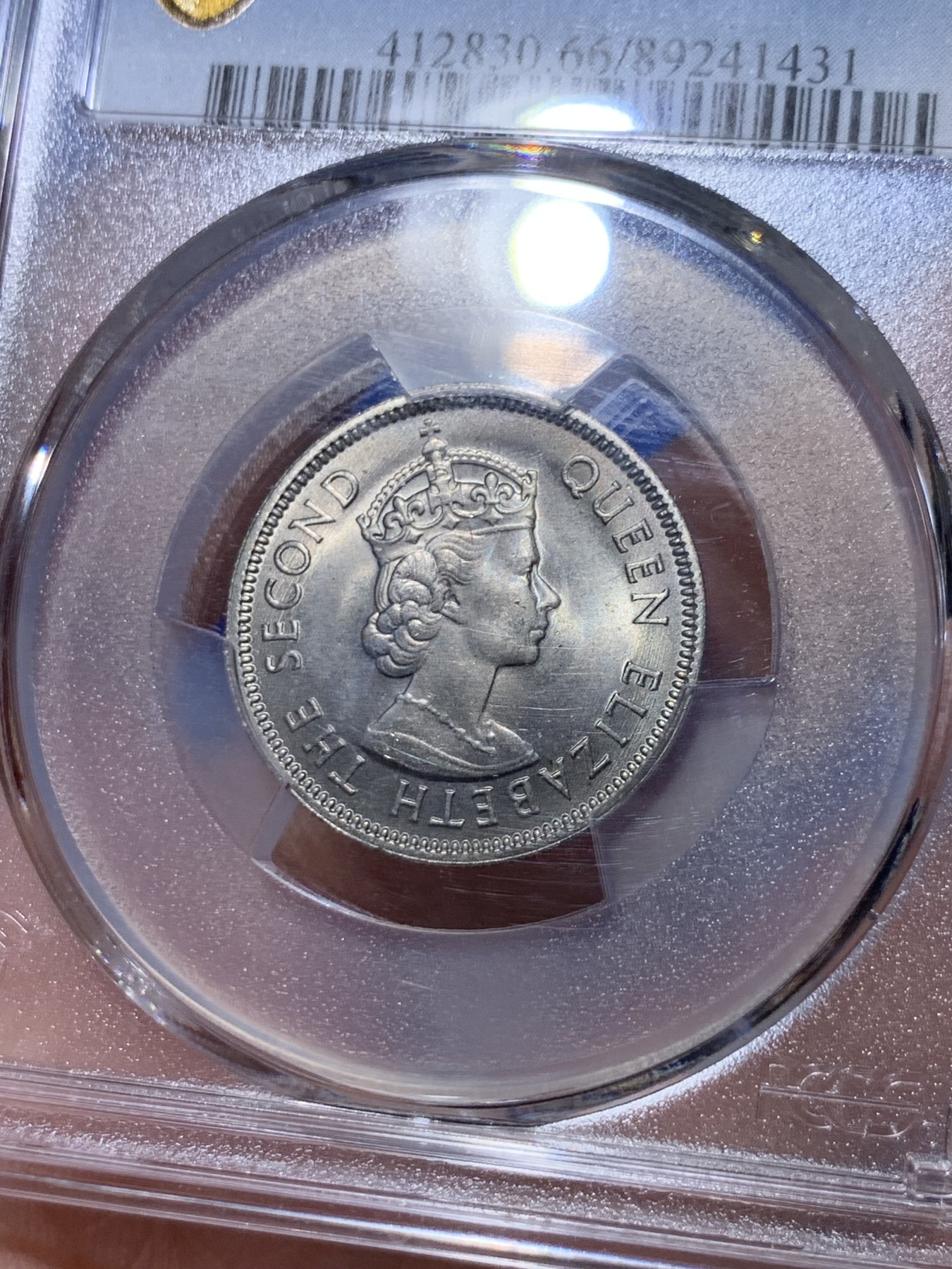 《竞宝斋》第263场-周日，周一 2场连拍 (全场包邮) PCGS MS66 香港 1973 五毫 卷拆顶级品相 两面转光