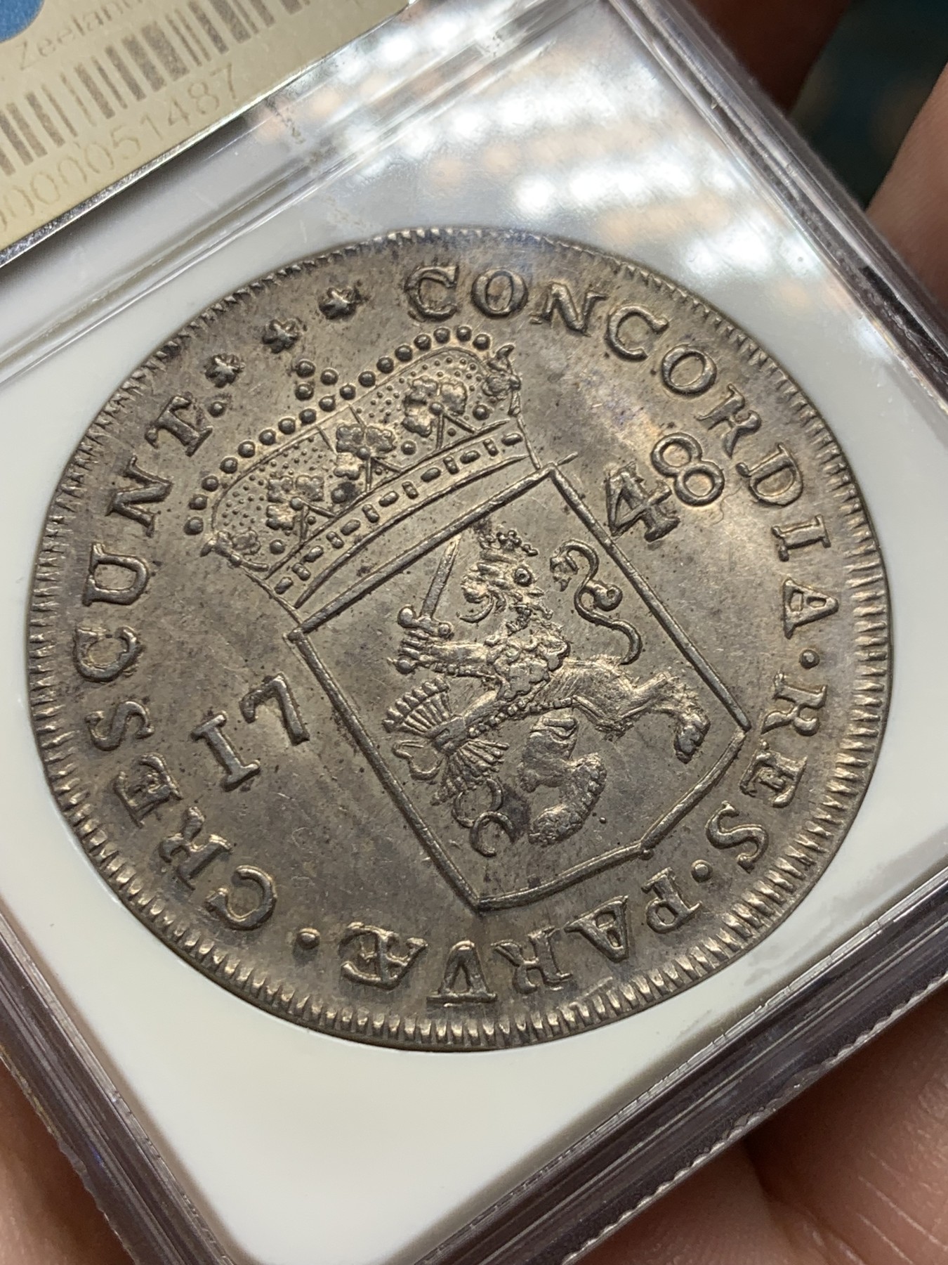 《竞宝斋》第263场-周日，周一 2场连拍 (全场包邮) NGC MS62 荷兰 1748 泽兰省 执剑武士 2杜卡特 大银币 56.5克超重规格 双面深打值得入藏