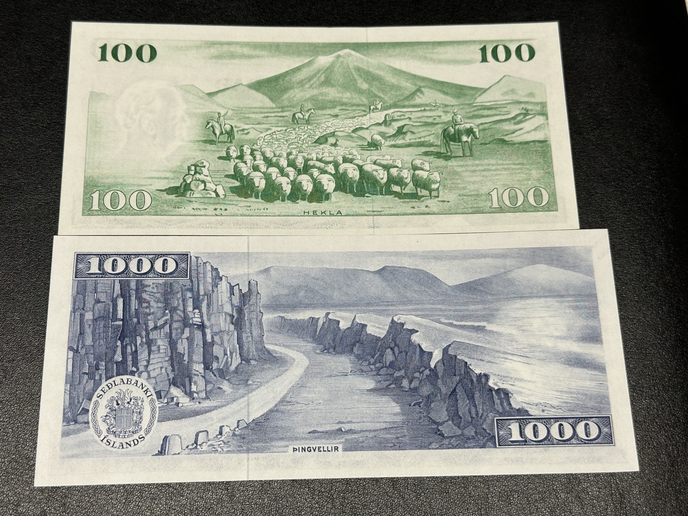 《外钞收藏家》第三百六十五期（连拍第二场） 冰岛1000、500克朗 两张一起 全新UNC