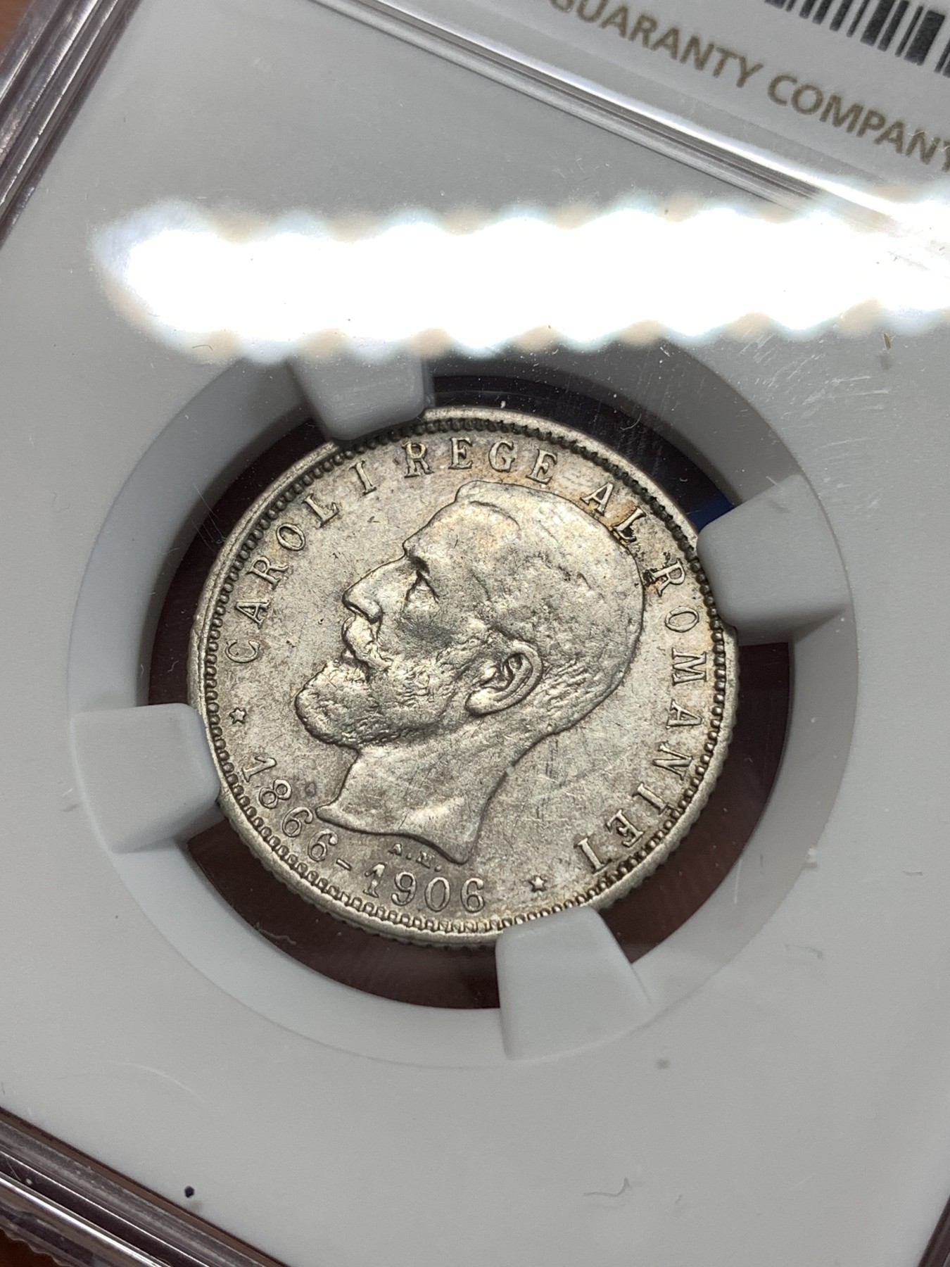 《竞宝斋》第263场-周日，周一 2场连拍 (全场包邮) NGC XFD 1906年罗马尼亚统治40周年1LEU纪念银币 近年来越来越难买到的品种 国外价格远高于国内