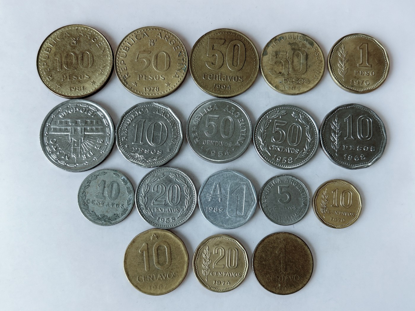 第一海外回流一元起拍收藏 散币专场 第85期 阿根廷硬币 18枚 无重复