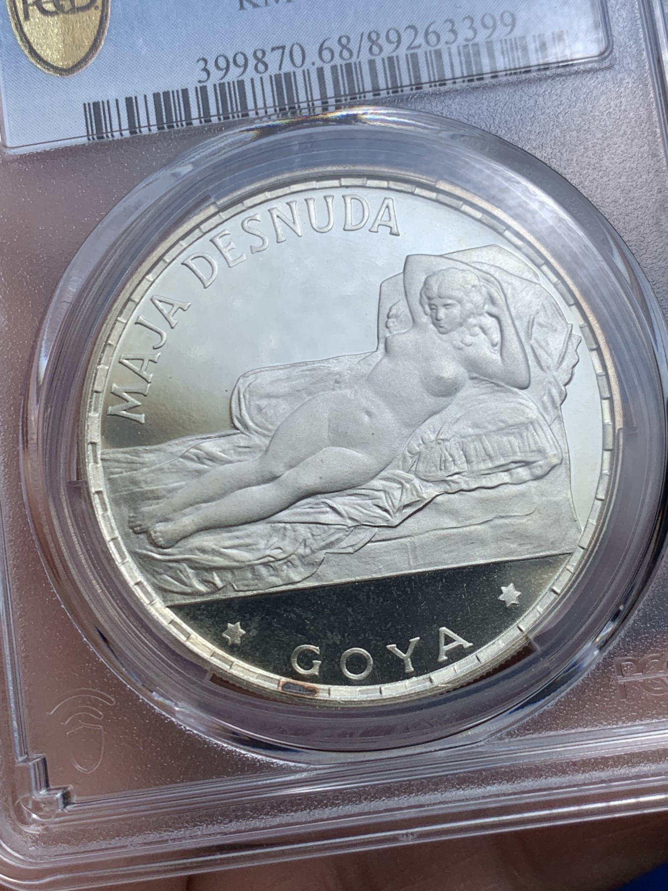 《竞宝斋》第263场-周日，周一 2场连拍 (全场包邮) PCGS PR68DCAM 赤道几内亚1970年裸体的玛哈大银币，热门品种，高分好品！