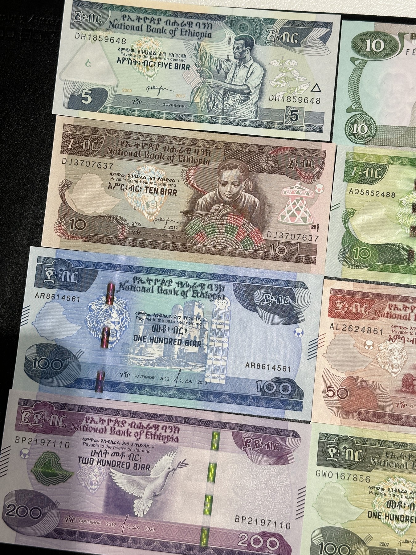 《外钞收藏家》第三百六十五期（连拍第二场） 埃塞俄比亚 7张+尼加拉瓜5张一起 全新UNC