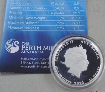 【币将精彩】世界钱币拍卖拍卖（2026-5-6） 澳大利亚2010年“海马”彩色银币  面值50分，999银1/2盎司，直径36.6毫米，发行量10000枚，原盒证书。
