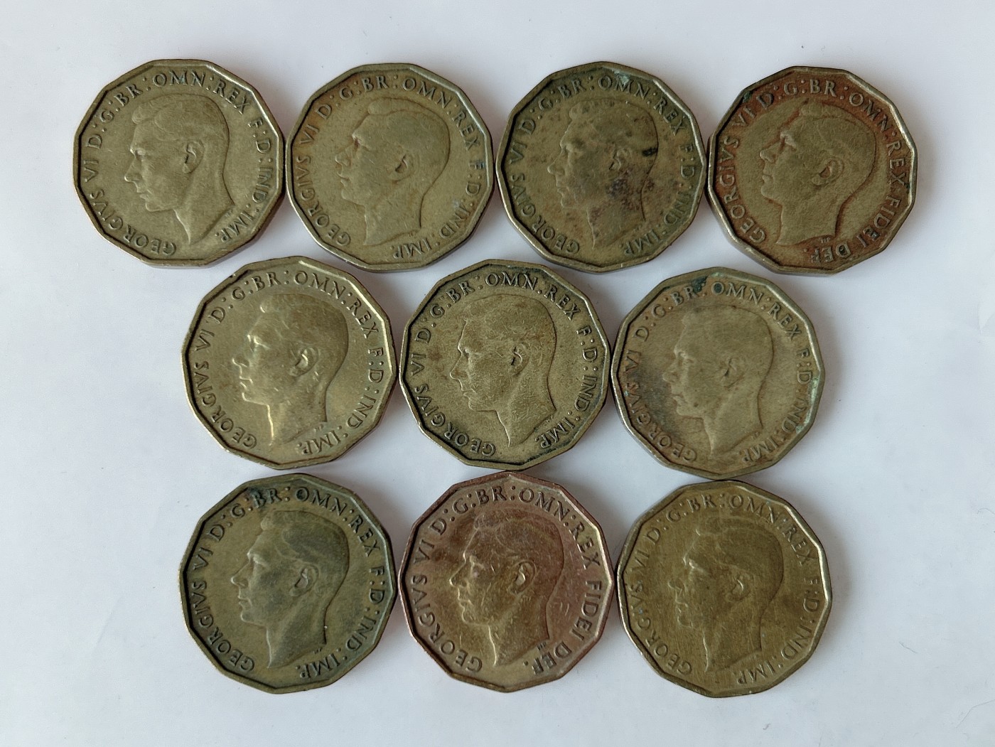 第一海外回流一元起拍收藏 散币专场 第85期 英国3便士黄铜币 乔治六世 10枚