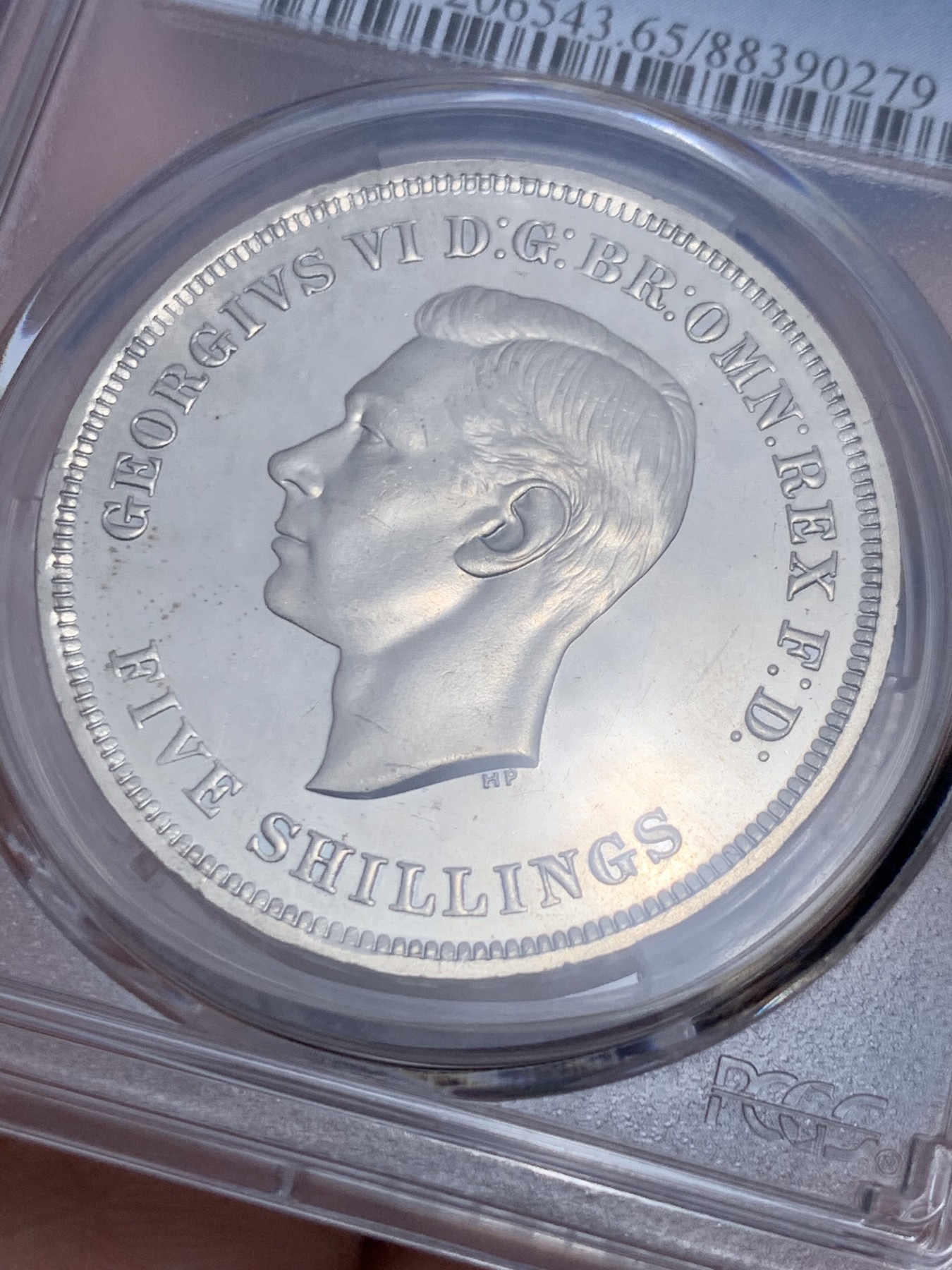 《竞宝斋》第263场-周日，周一 2场连拍 (全场包邮) PCGS PL65 英国1951乔治六世镍马剑 此币P家高分不容易 能评上65的不多 经典马剑的雄风尽在大英