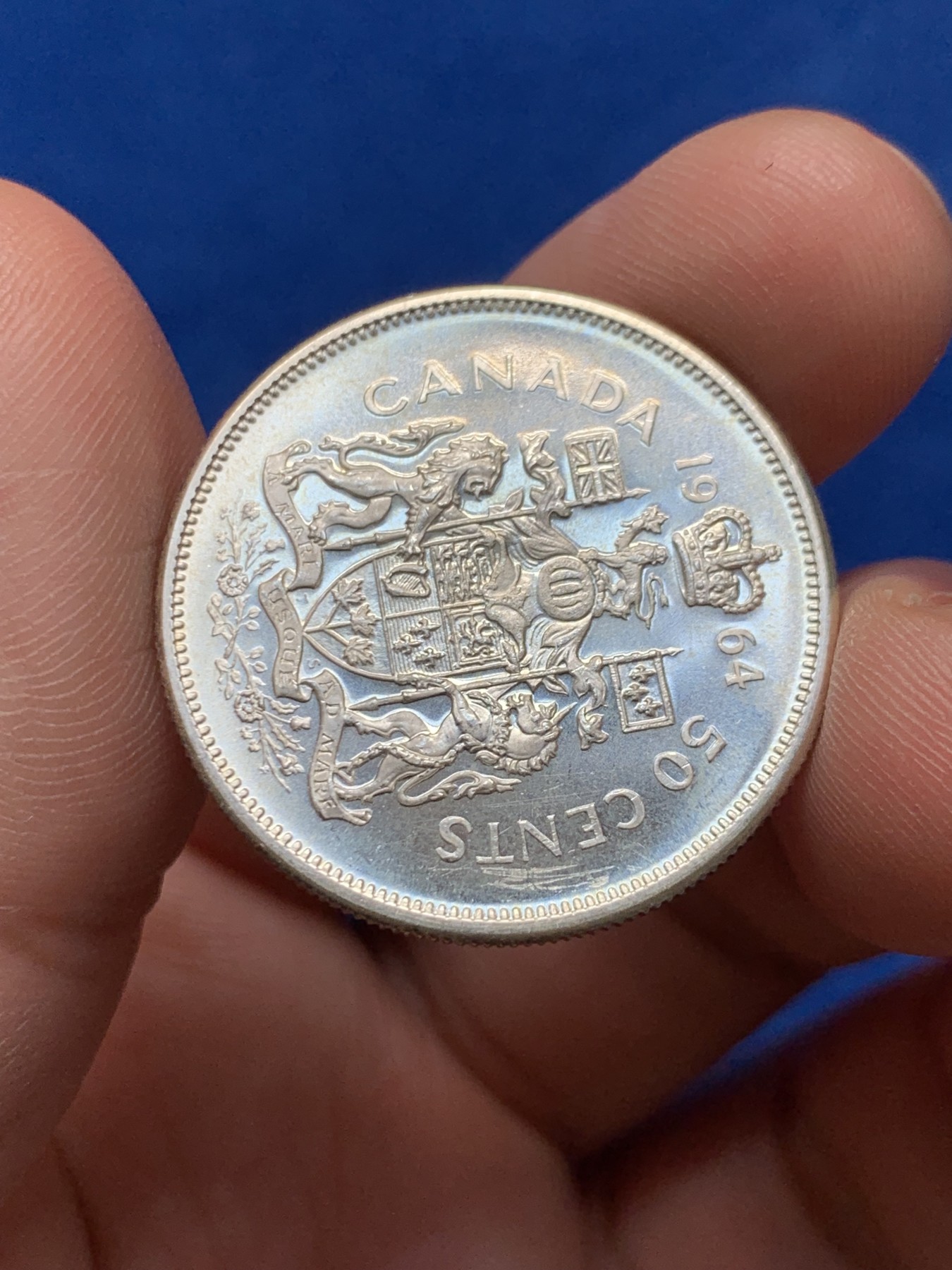 《竞宝斋》第263场-周日，周一 2场连拍 (全场包邮) 加拿大 1964年 半圆 银币