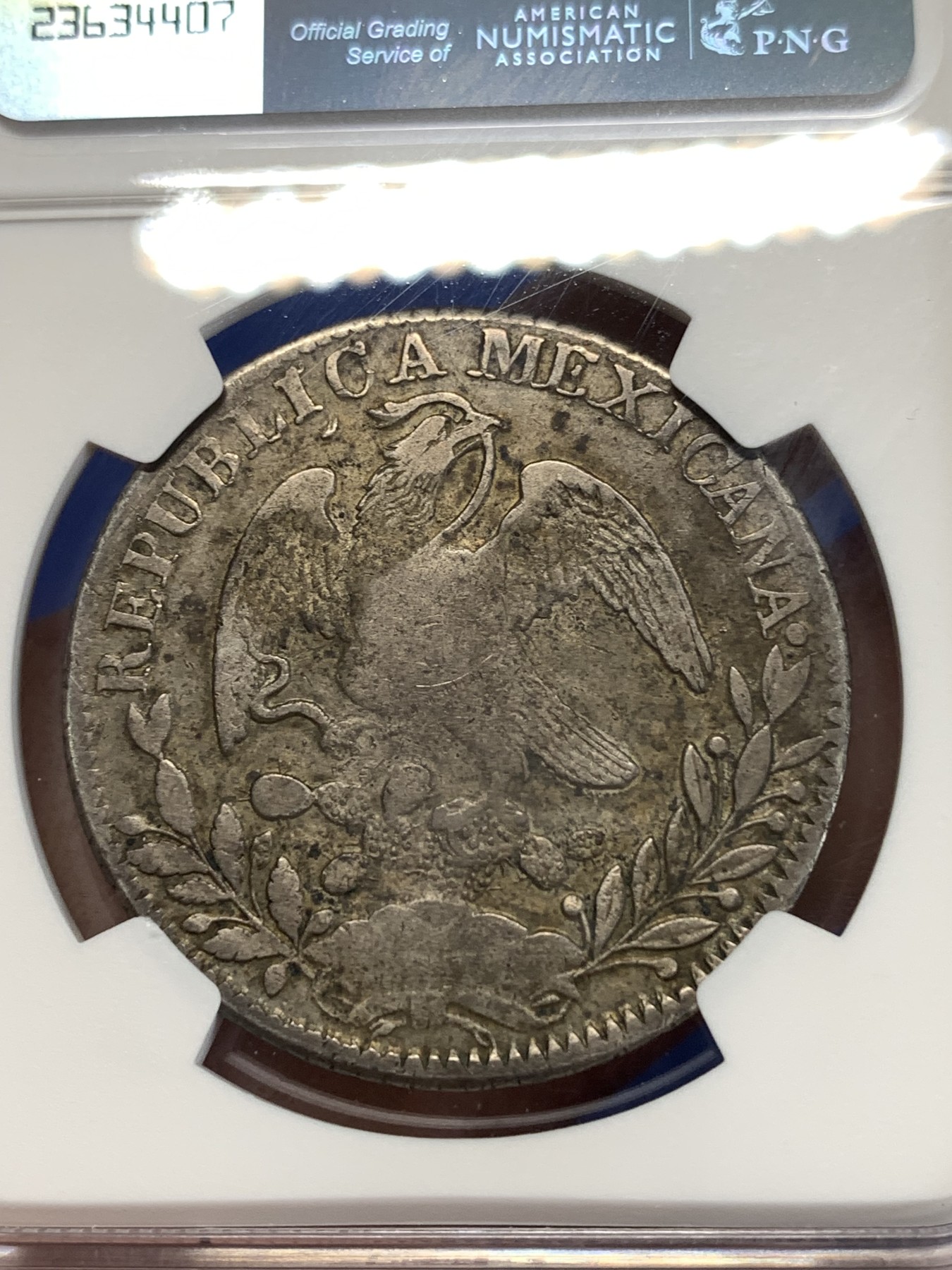 《竞宝斋》第263场-周日，周一 2场连拍 (全场包邮) NGC VFD 墨西哥 1836年 早期鹰洋 8里亚尔 原味好状态 早期ZS厂打制粗旷 低评