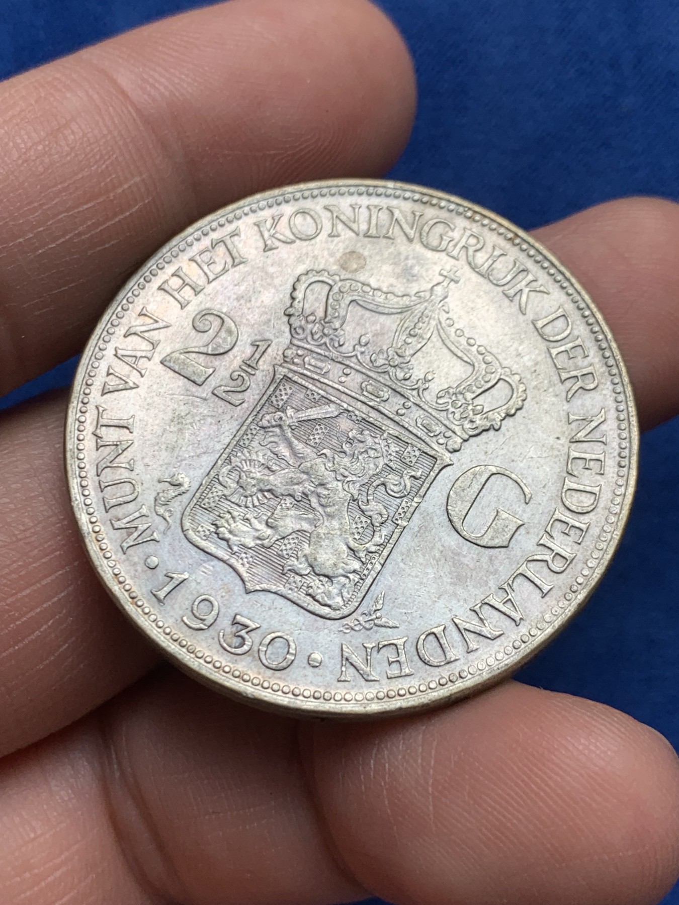 《竞宝斋》第263场-周日，周一 2场连拍 (全场包邮) 荷兰1930年威廉明娜2.5盾大银币