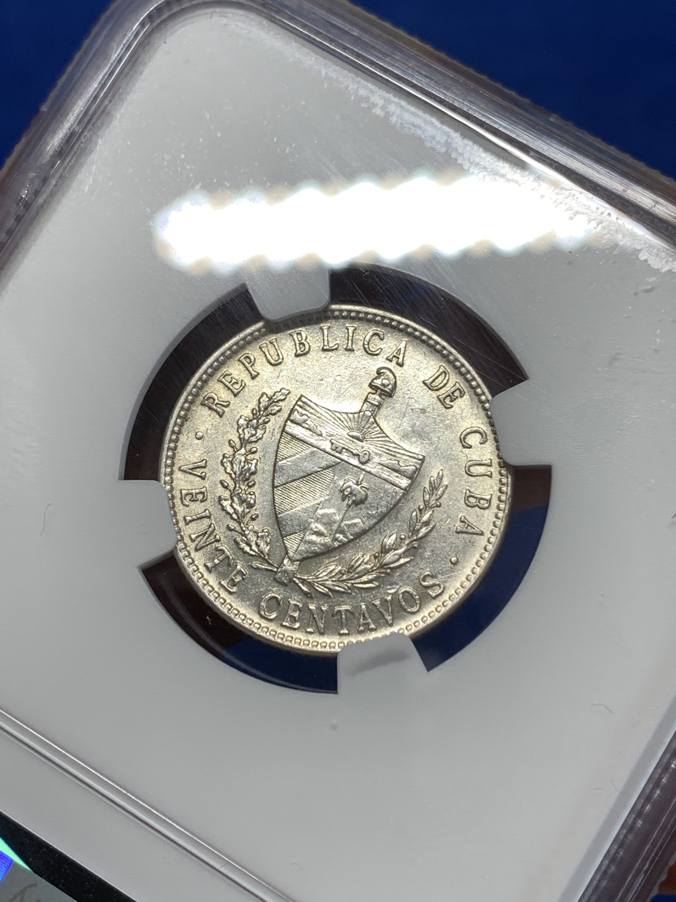 《竞宝斋》第263场-周日，周一 2场连拍 (全场包邮) NGC AUD 古巴1949年五星20分银币