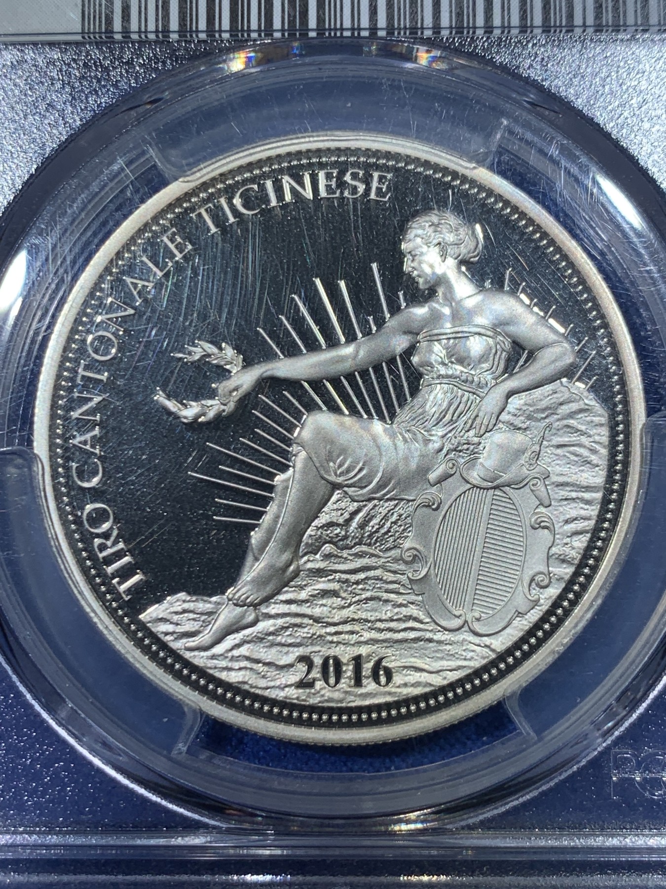 《竞宝斋》第263场-周日，周一 2场连拍 (全场包邮) PCGS PR69DCAM 瑞士2016年发行的射击节系列精制纪念银币-50法郎（限量发行1500枚）