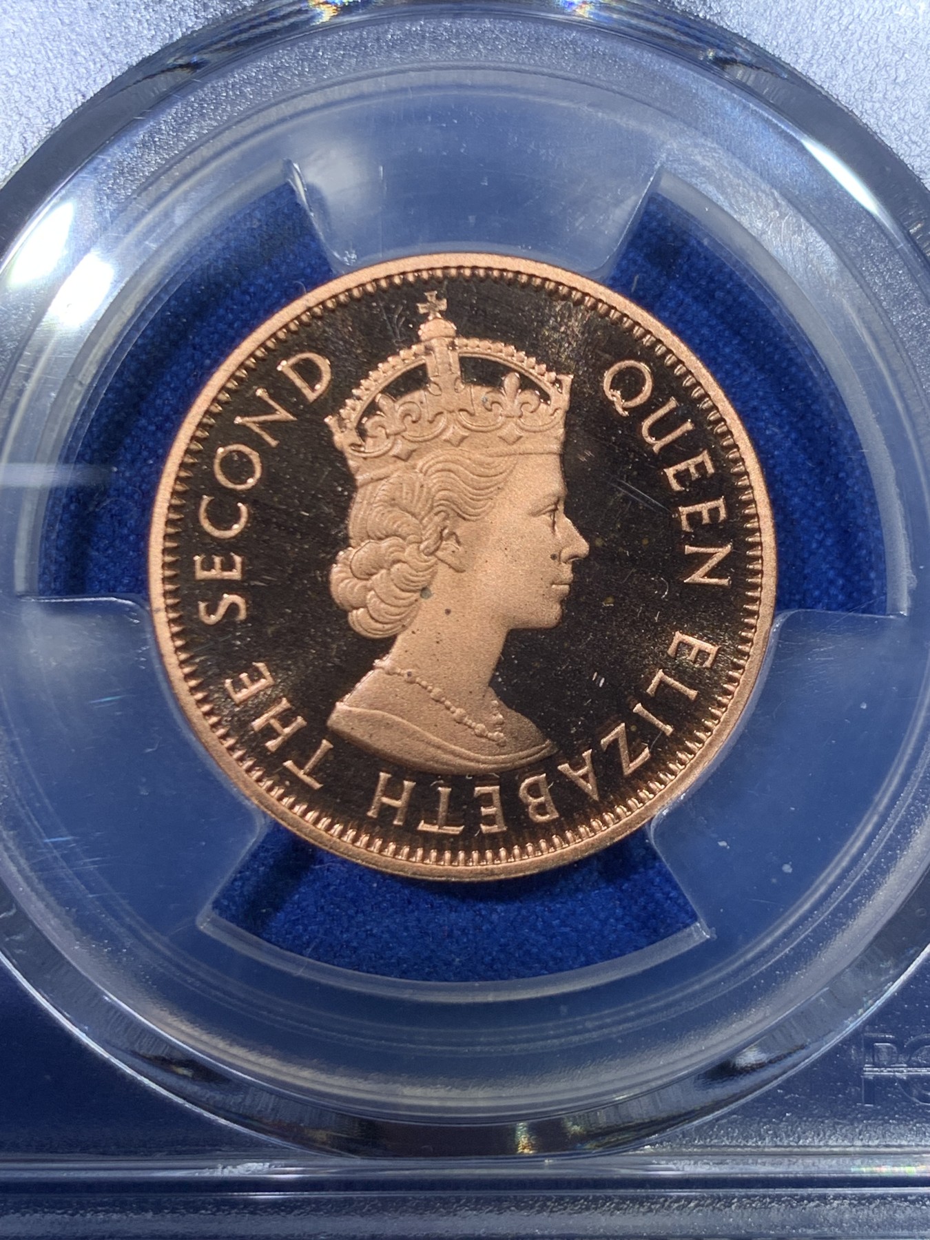 《竞宝斋》第263场-周日，周一 2场连拍 (全场包邮) PCGS  PR68RD DCAM 英属加勒比领地1965年1分精制铜币