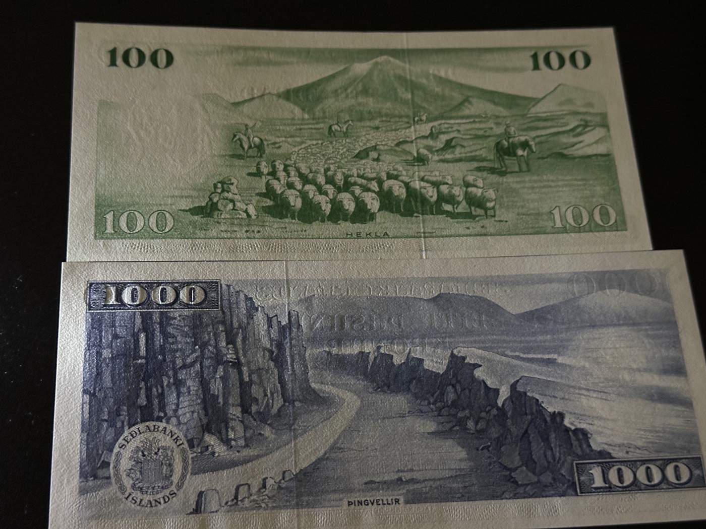 《外钞收藏家》第三百六十五期（连拍第二场） 冰岛1000、500克朗 两张一起 全新UNC