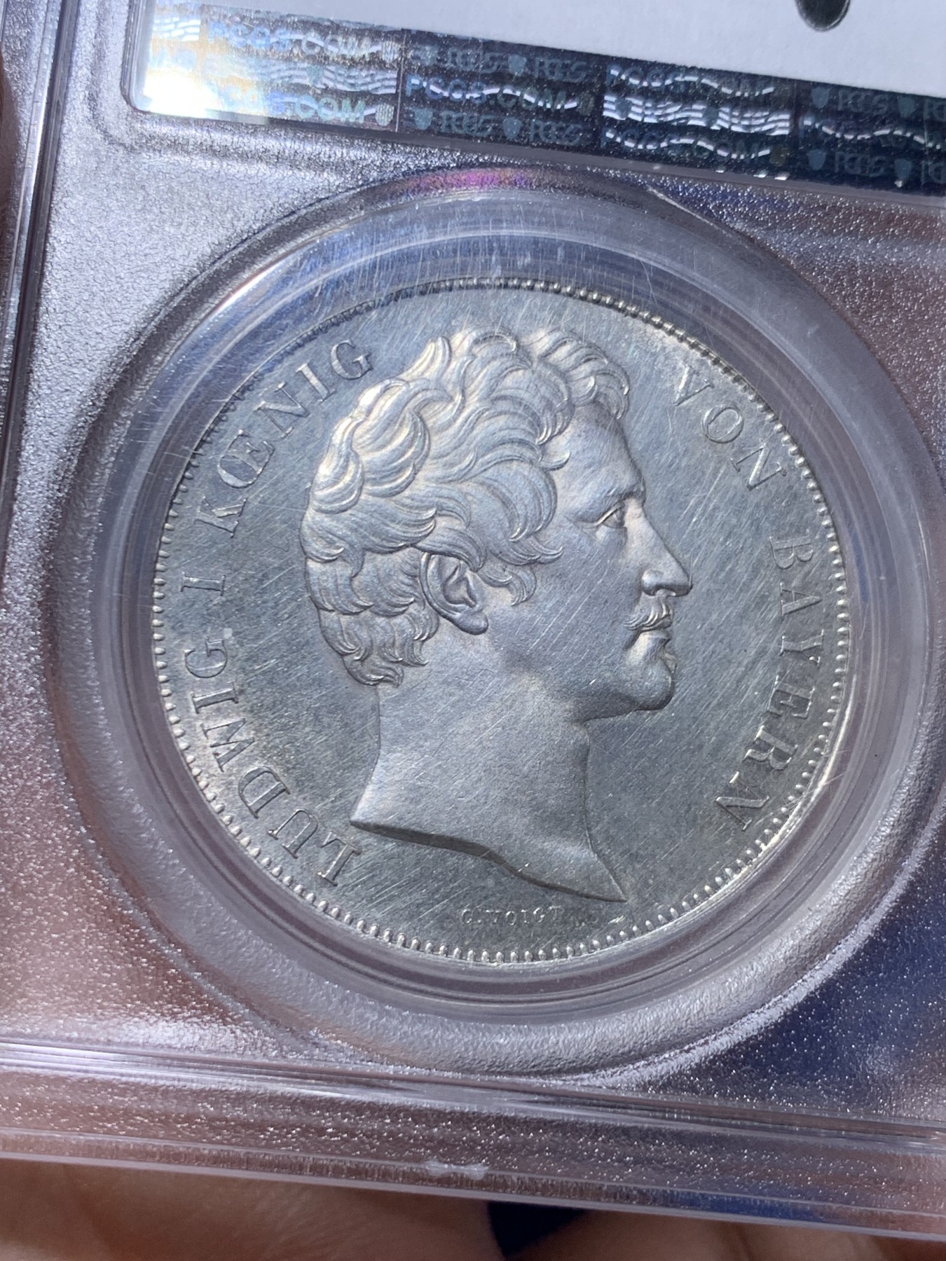 《竞宝斋》第263场-周日，周一 2场连拍 (全场包邮) PCGS UNCD 德国 巴伐利亚王国1842年历史泰勒，大婚纪念2泰勒银币，加厚盒。