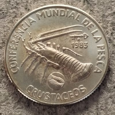 0起1加-纯粹捡漏拍-314-FAO纪念币专场 - 【少见】古巴1983年5比索FAO世界渔业大会纪念银币-量5000