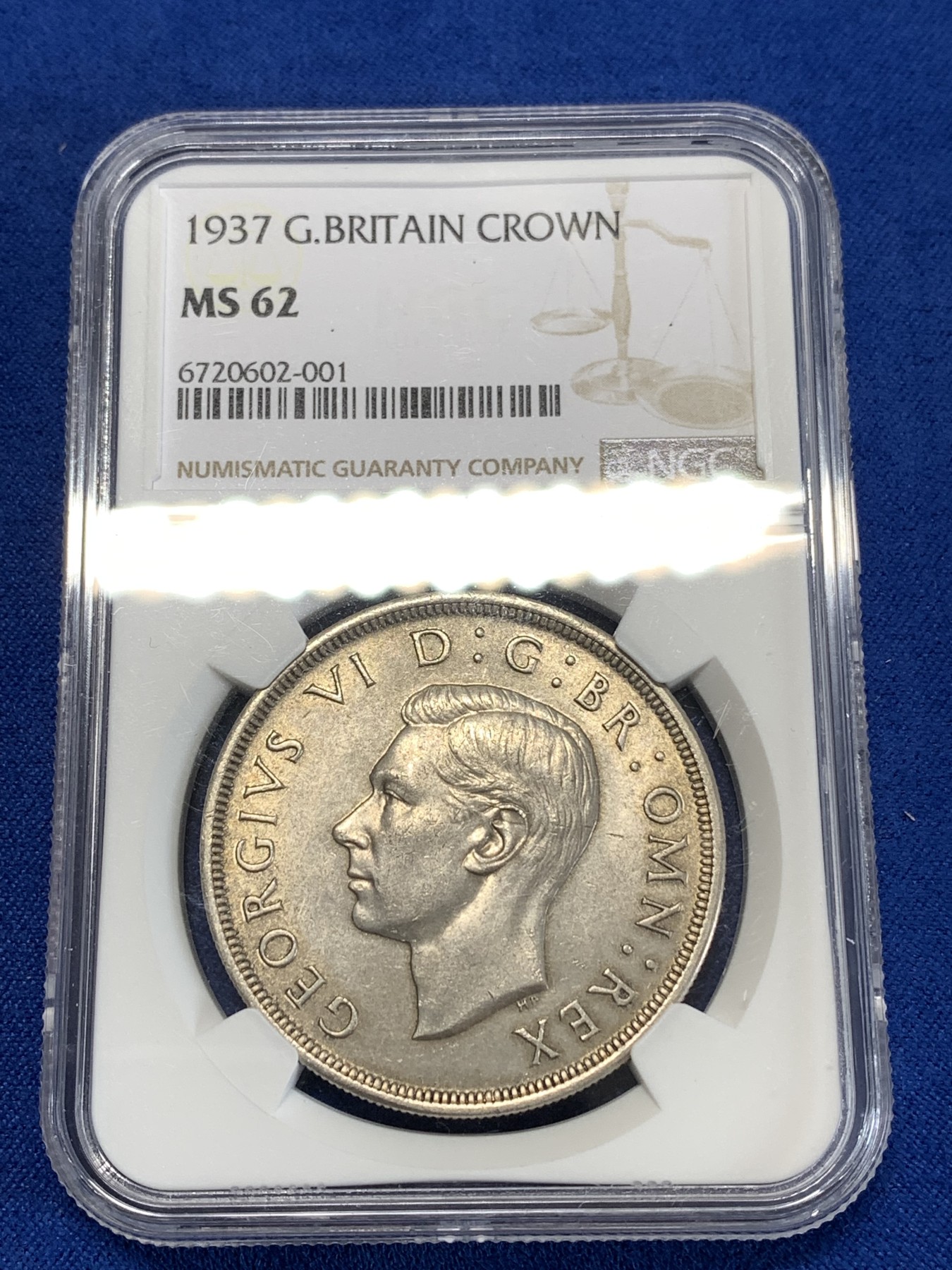 《竞宝斋》第263场-周日，周一 2场连拍 (全场包邮) NGC MS62 英国 1937年 乔治六世登基纪念克朗大银币 英系经典品种，光度很好，比木马剑少一个量级。