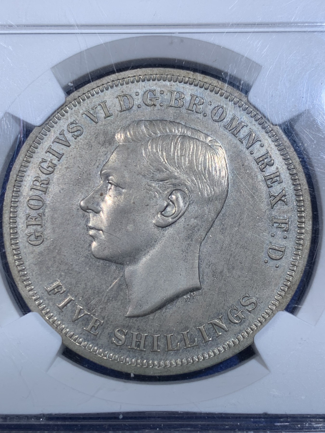 《竞宝斋》第263场-周日，周一 2场连拍 (全场包邮) NGC PL62 英国 1951年 乔治六世克朗 最后的马剑 类精致镍币 老盒子