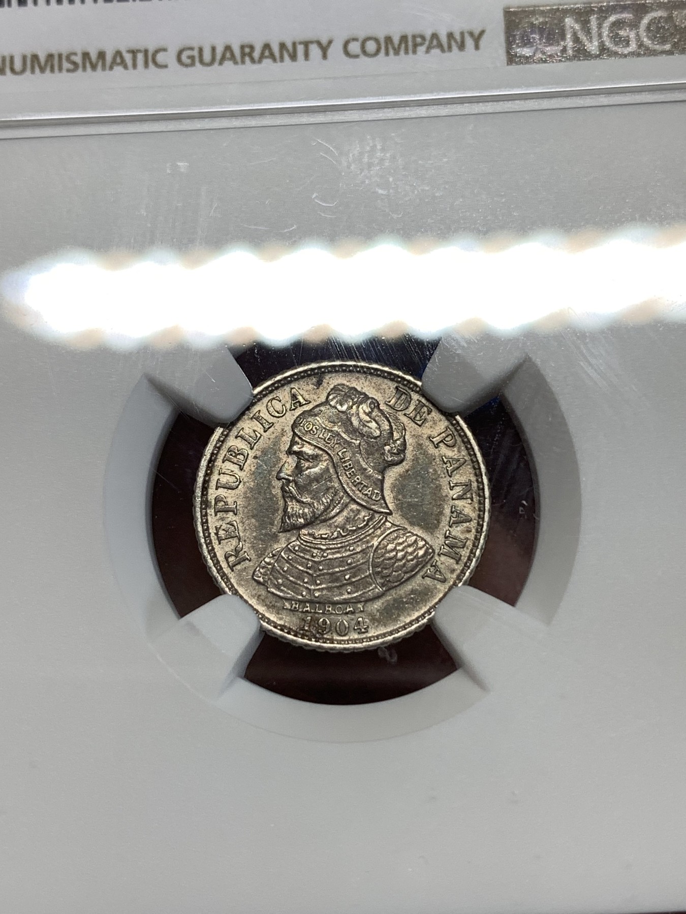 《竞宝斋》第263场-周日，周一 2场连拍 (全场包邮) NGC AUD 巴拿马1904年5C银币