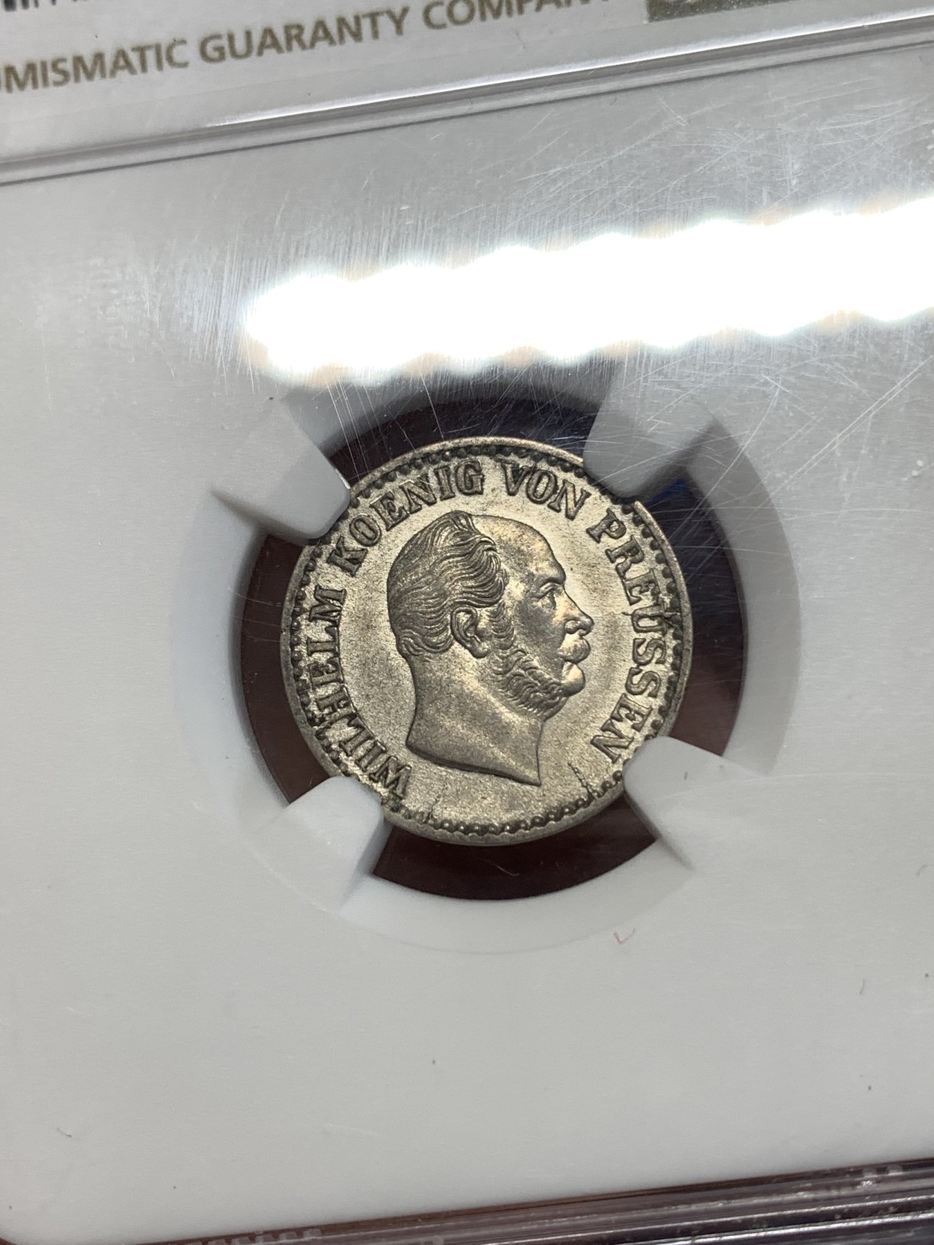 《竞宝斋》第263场-周日，周一 2场连拍 (全场包邮) NGC AUD 德国 1867年 普鲁士 威廉一世 1格罗申 银币 少见品种