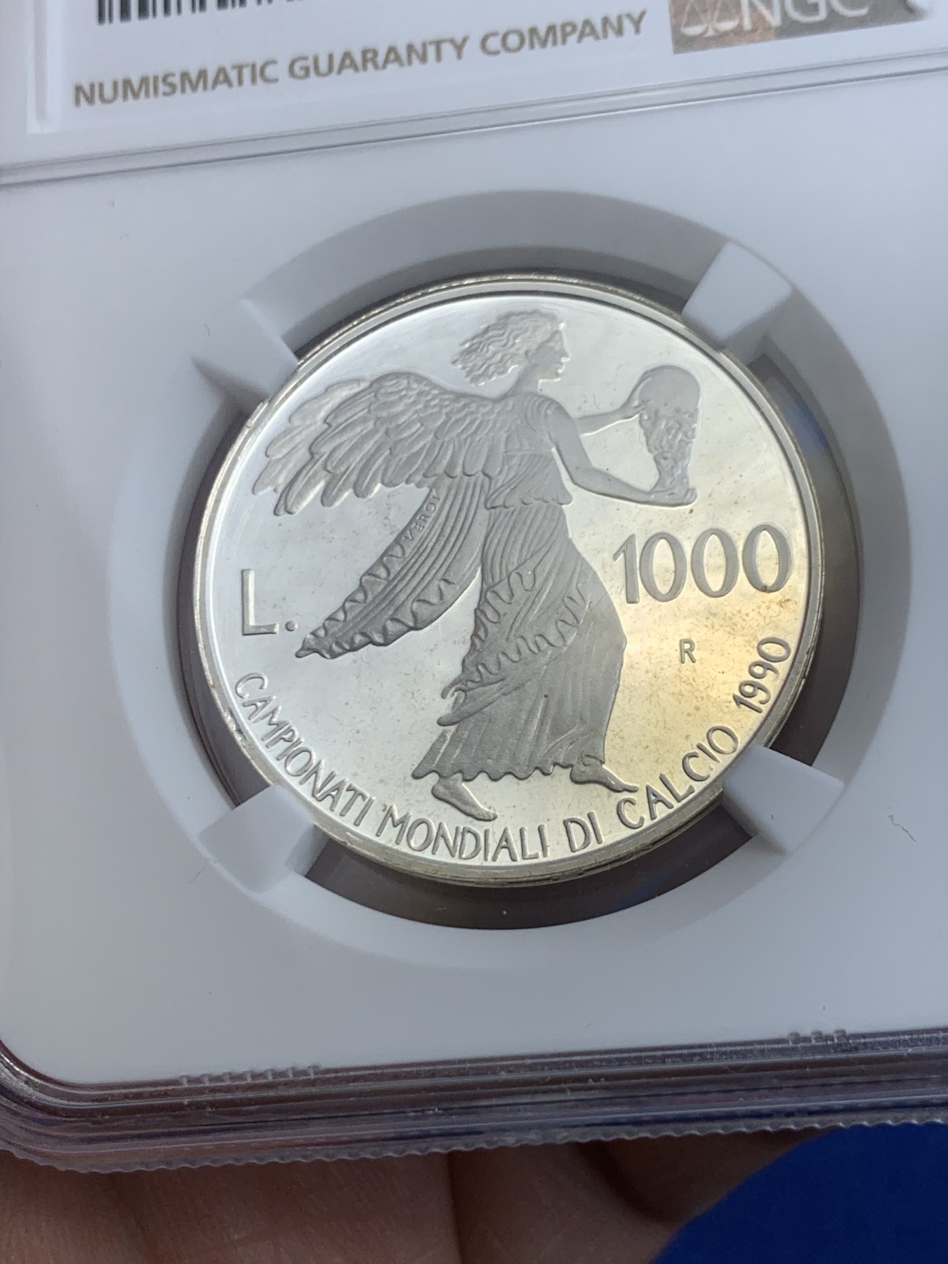 《竞宝斋》第263场-周日，周一 2场连拍 (全场包邮) NGC PF66UC 圣马力诺1990年世界杯纪念1000里拉银币 难忘的意大利之夏 米兰的模特 盛夏的意大利 1990经典世界杯