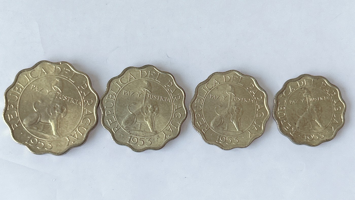 第一海外回流一元起拍收藏 散币专场 第85期 巴拉圭1953年硬币4枚套