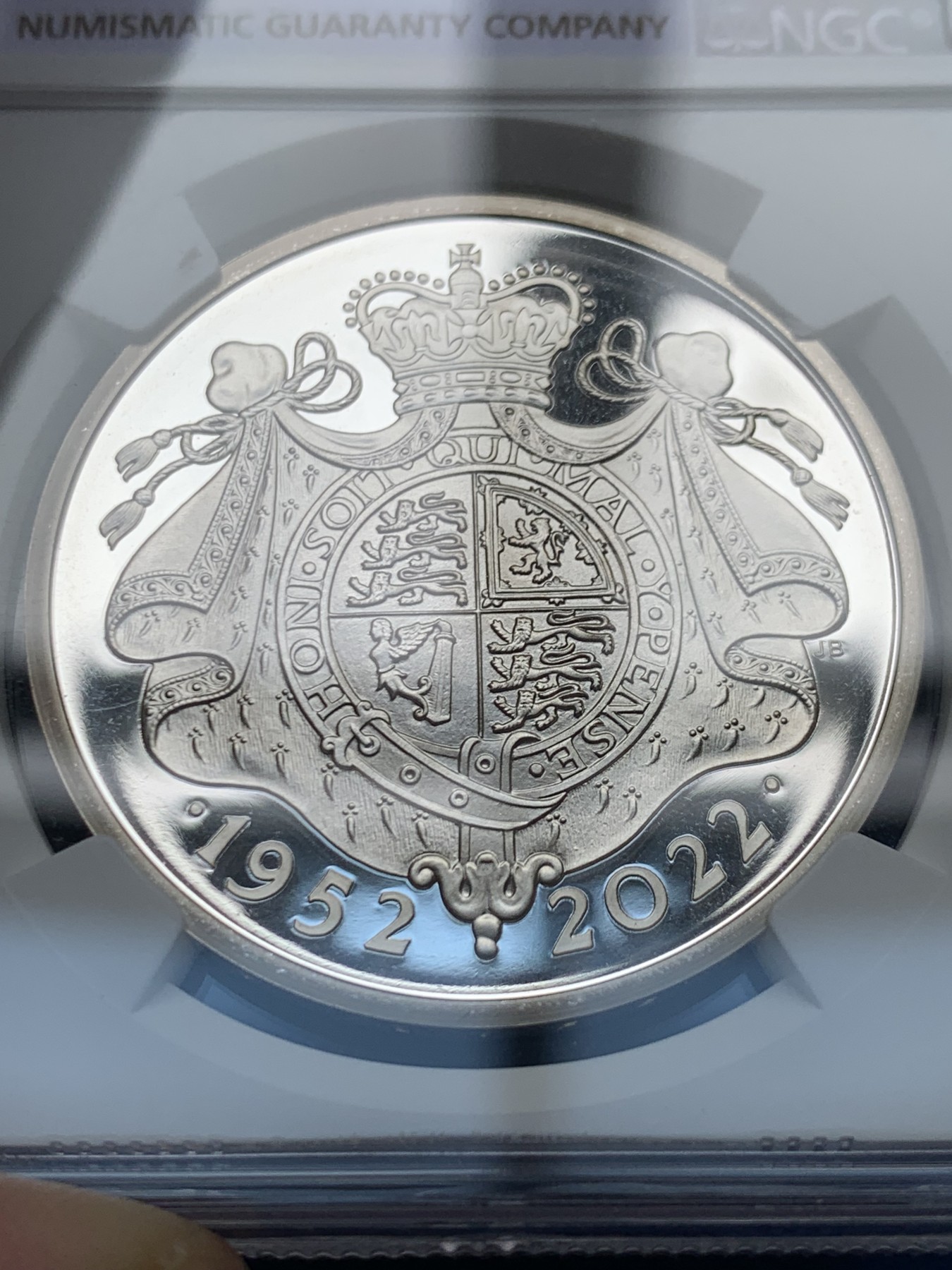 《竞宝斋》第263场-周日，周一 2场连拍 (全场包邮) NGC PF69UC 英国 2022年 女王伊丽莎白二世在位70周年 5镑 银币（盒证齐全，性价比超高）