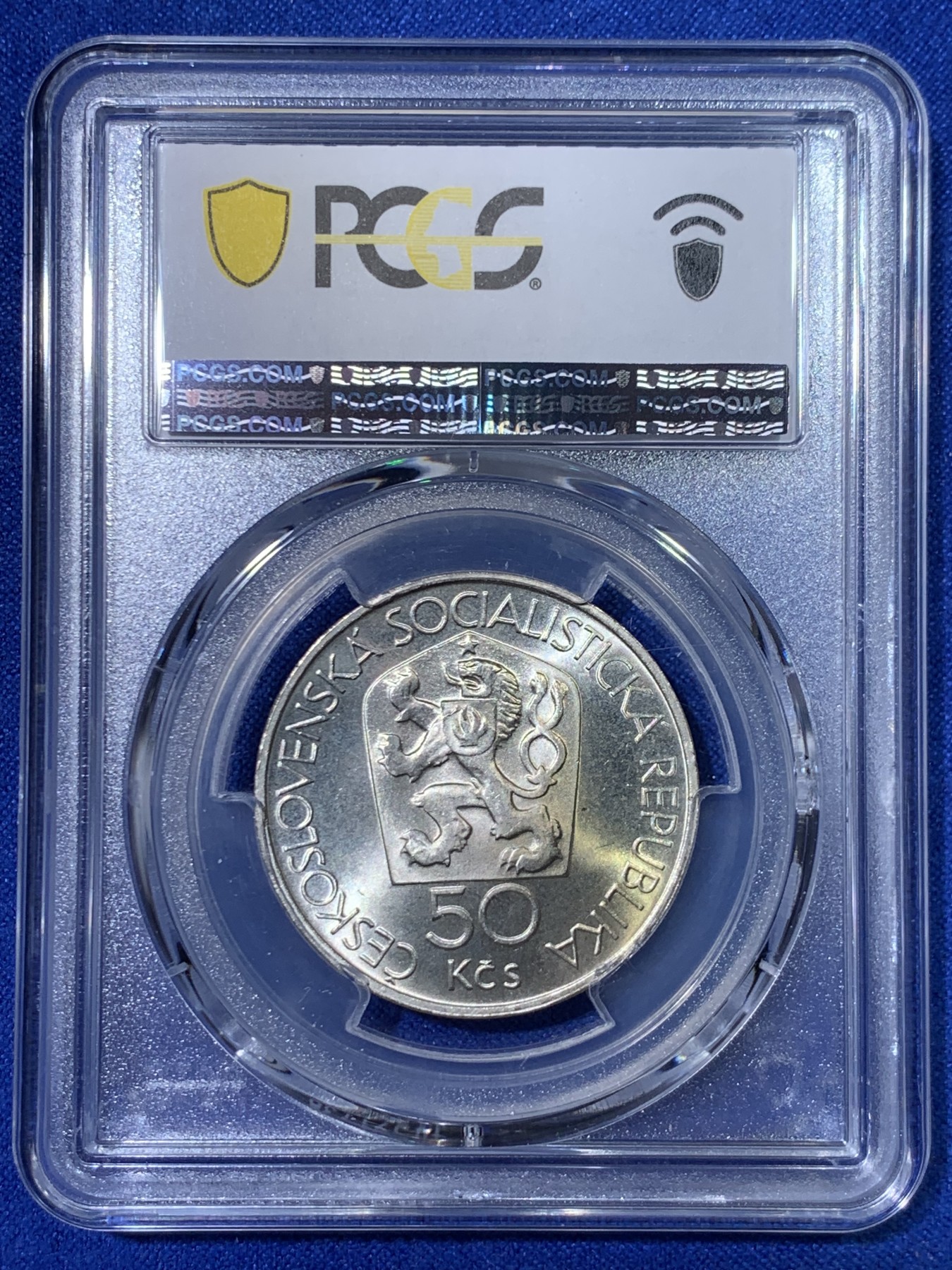 《竞宝斋》第263场-周日，周一 2场连拍 (全场包邮) PCGS金盾 MS66 捷克斯洛伐克1978年币中币50克朗银币