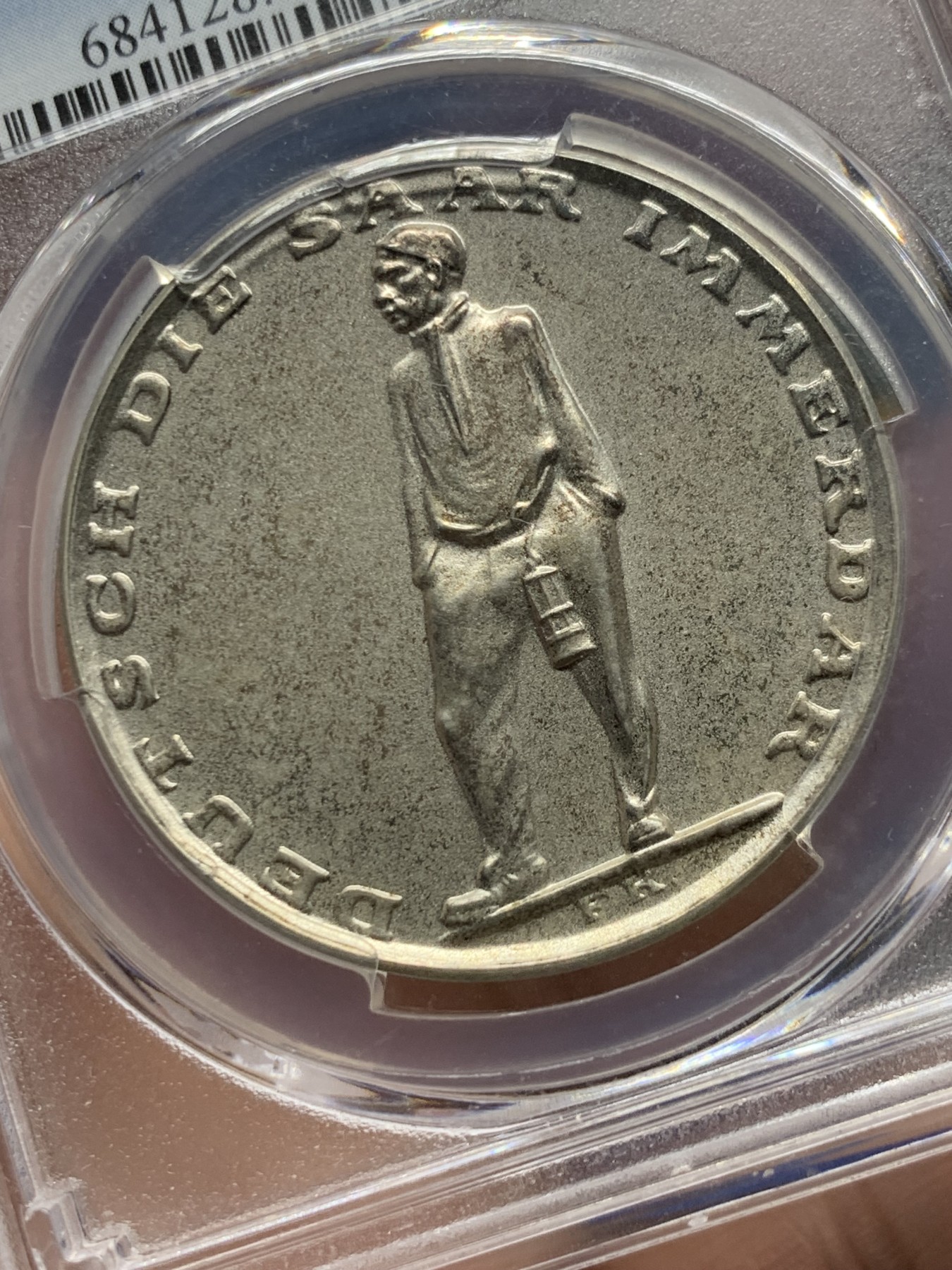 《竞宝斋》第264场-周日，周一 2场连拍 (全场包邮) PCGS SP64 1935年德国萨尔区回归纪念银章 银光充沛 稀少柏林厂边铭