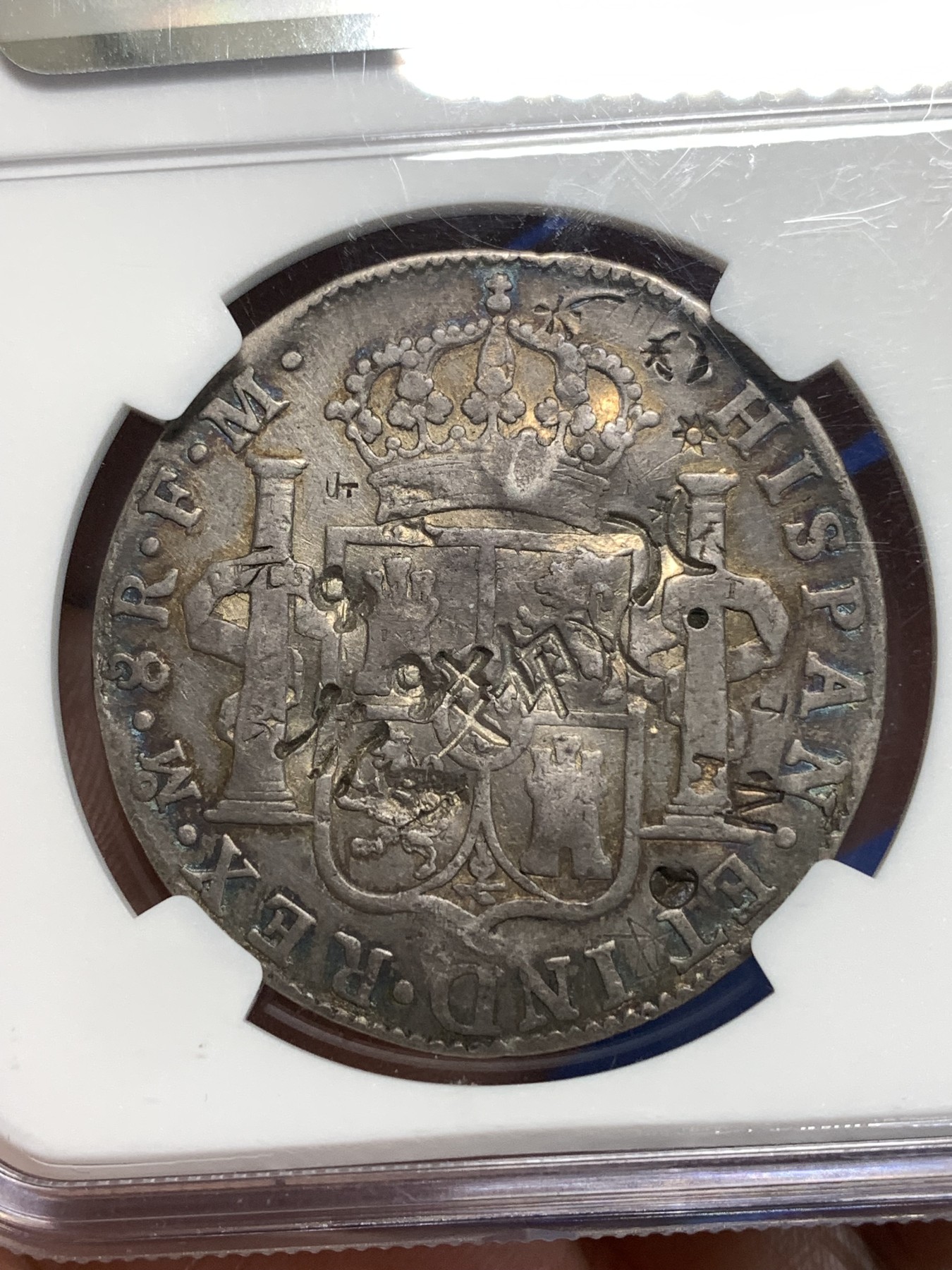 《竞宝斋》第264场-周日，周一 2场连拍 (全场包邮) NGC VFD 墨西哥1798年卡洛斯四世8里亚尔双柱银币 热门汉字戳记 名家WK旧藏