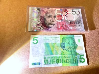 【Blue Auction】✨世界纸币精拍第469期【精】 - 【一组2张】荷兰 1973年5盾 AU&爱因斯坦 测试钞 UNC