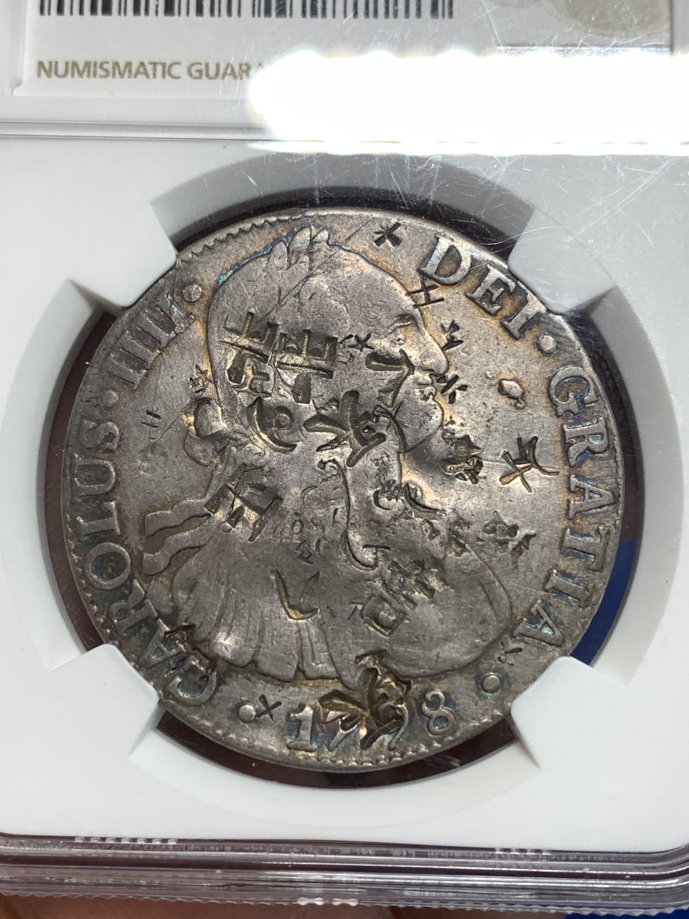 《竞宝斋》第264场-周日，周一 2场连拍 (全场包邮) NGC VFD 墨西哥1798年卡洛斯四世8里亚尔双柱银币 热门汉字戳记 名家WK旧藏