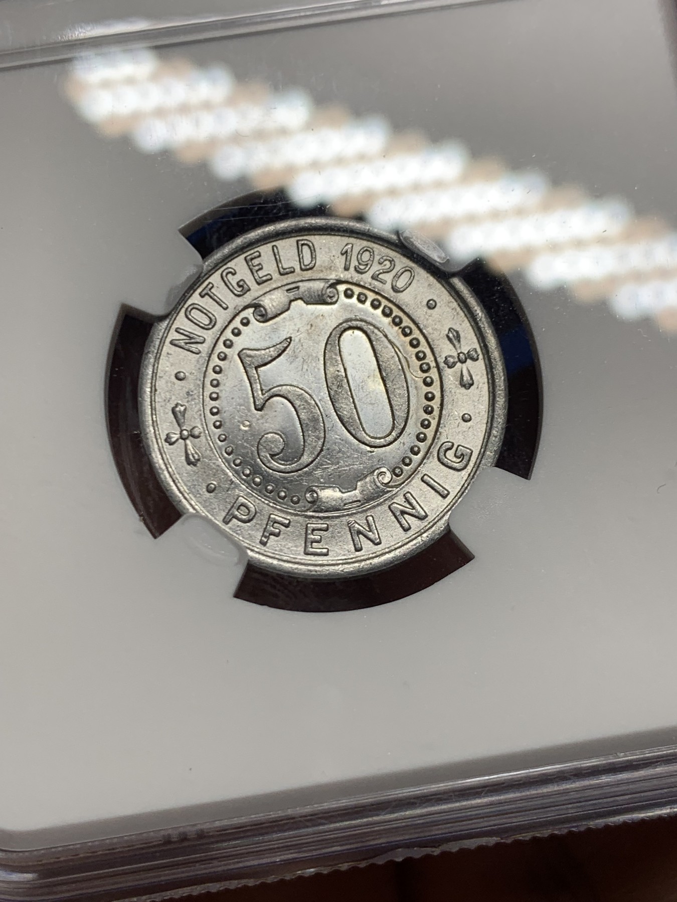 《竞宝斋》第264场-周日，周一 2场连拍 (全场包邮) NGC MS62 德国1920年经典洞熊50芬尼 低评状态