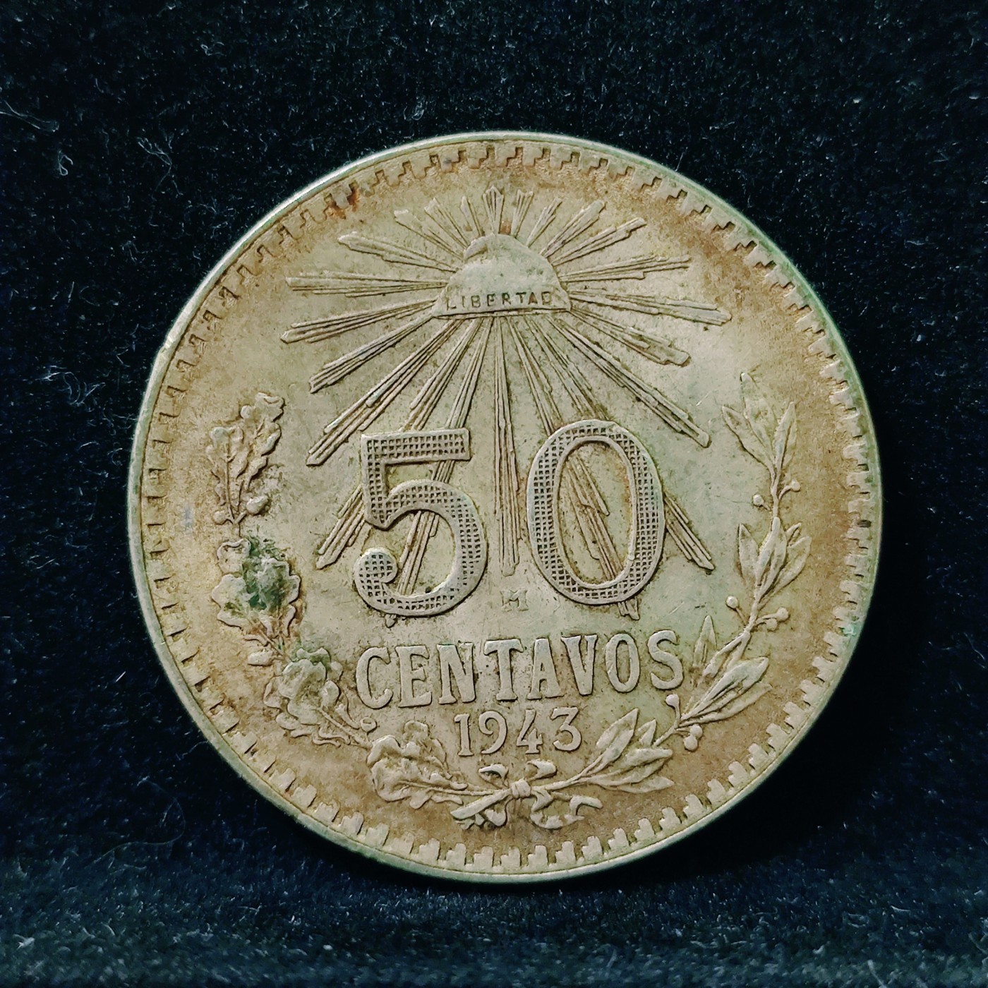 【城南旧事】世界钱币专场-五一精品场 墨西哥1943年50分银币好品羽毛清晰可见