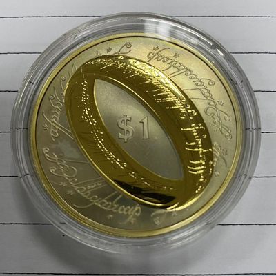 康怡轩钱币【俄罗斯+纽埃+新西兰+基里巴斯+德国 专场】第457期  - 2003年新西兰发行指环王镀金精制纪念银币 白斑