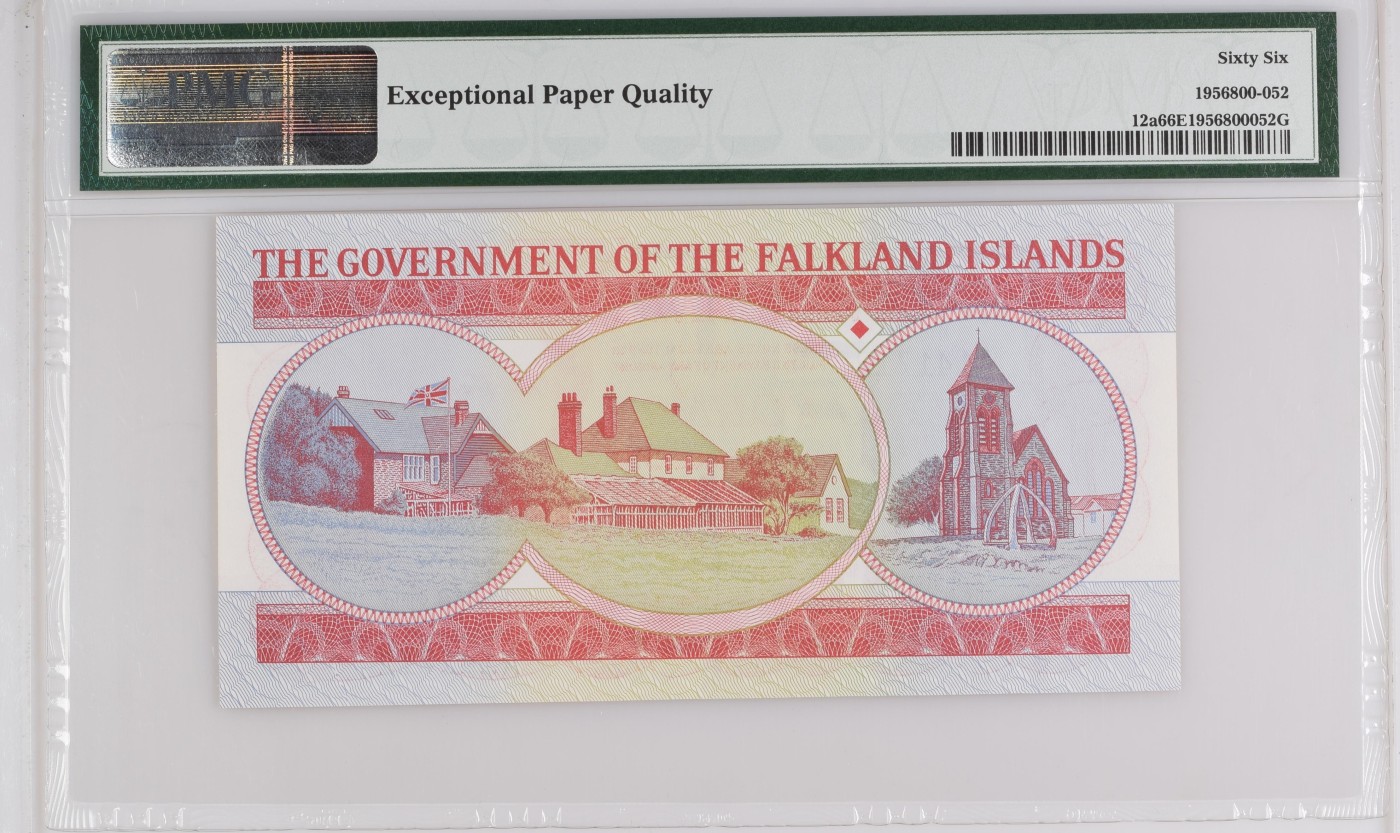 收藏联盟Quantum Auction 第342期拍卖  福克兰群岛1983年5镑纪念钞 PMG66 首发A冠 